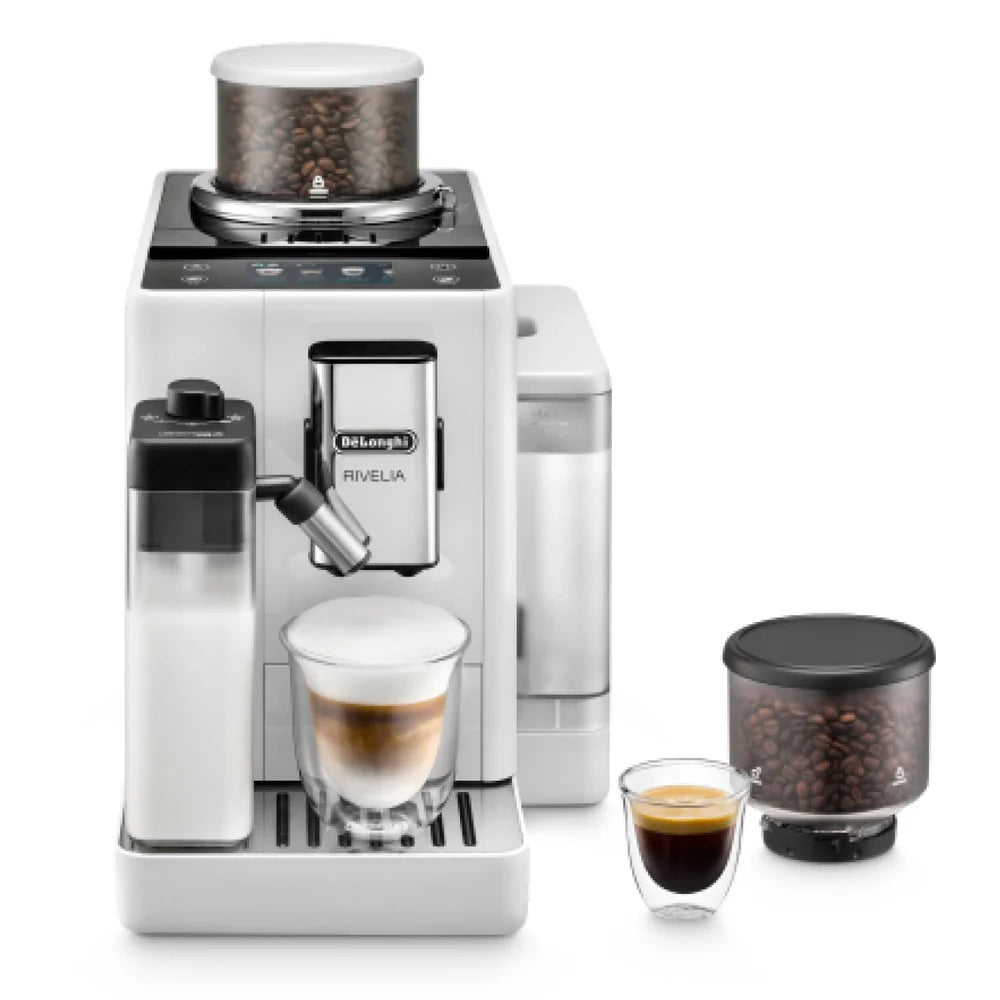 De’Longhi Rivelia EXAM440.55 | Fully Automatic Coffee Machine | Bean-to-Cup | LatteCrema Hot | 3.5” Touch Display |White Mahajan Electronics Online
