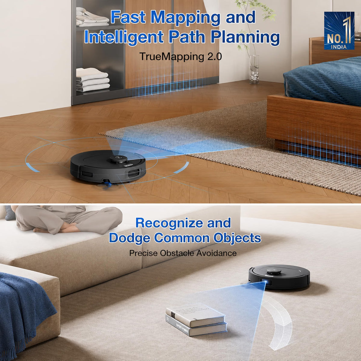 ECOVACS DEEBOT T30e OMNI 2-in-1 Robot Vacuum Cleaner & Mop | 25,000 Pa Suction | Self-Empty & Self-Wash Omni Station | ZeroTangle 3.0 | 9mm Auto Mop Lift | 300+ Min Runtime | Black-Online Mahajan Electronics