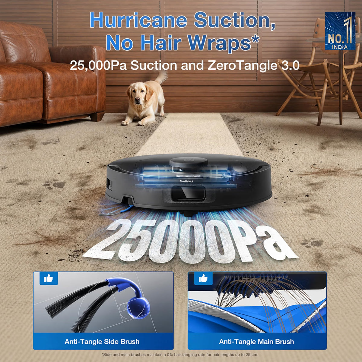 ECOVACS DEEBOT T30e OMNI 2-in-1 Robot Vacuum Cleaner & Mop | 25,000 Pa Suction | Self-Empty & Self-Wash Omni Station | ZeroTangle 3.0 | 9mm Auto Mop Lift | 300+ Min Runtime | Black-Online Mahajan Electronics