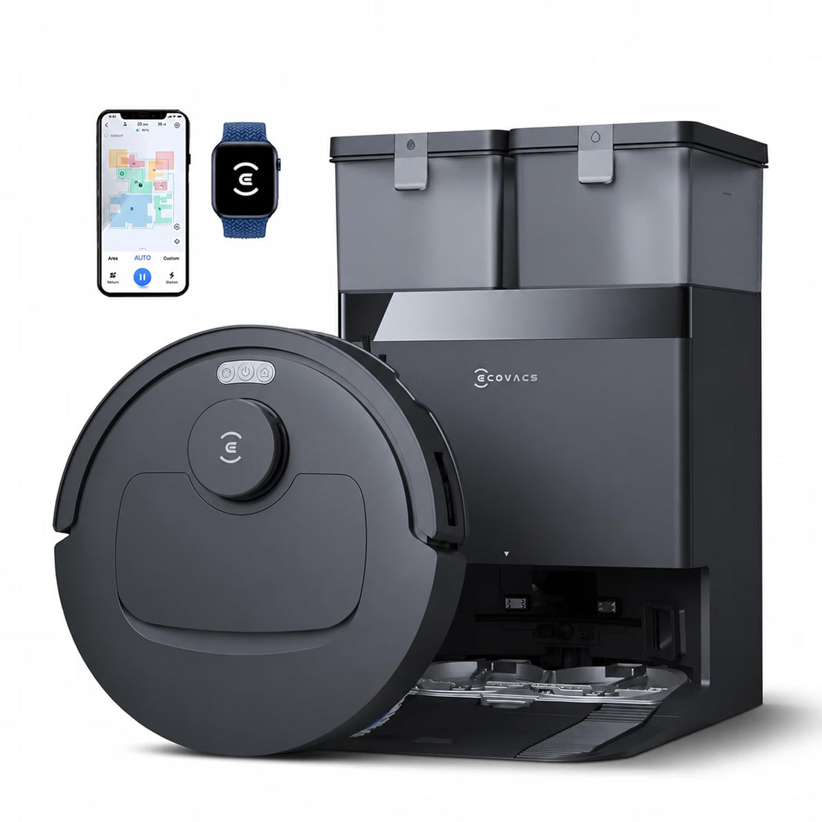 ECOVACS DEEBOT T30e OMNI 2-in-1 Robot Vacuum Cleaner & Mop | 25,000 Pa Suction | Self-Empty & Self-Wash Omni Station | ZeroTangle 3.0 | 9mm Auto Mop Lift | 300+ Min Runtime | Black-Online Mahajan Electronics
