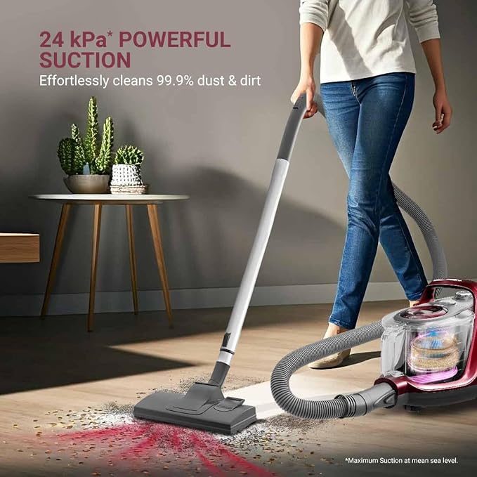 Eureka Forbes Tornado Vacuum Cleaner | Powerful 24 kPa Suction | Metal Telescopic Tube | Cyclonic Technology | 2.5 L Bagless Tank | Compact & Easy to Use |HEPA Filter | Vario Power | Auto cord winding ( GFCDFCNPRS240 )-Online Mahajan Electronics