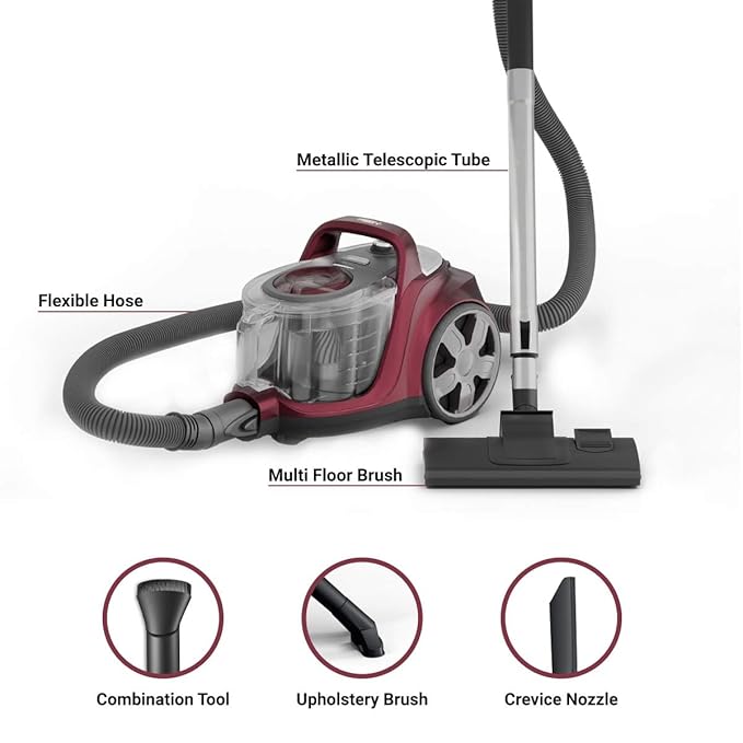 Eureka Forbes Tornado Vacuum Cleaner | Powerful 24 kPa Suction | Metal Telescopic Tube | Cyclonic Technology | 2.5 L Bagless Tank | Compact & Easy to Use |HEPA Filter | Vario Power | Auto cord winding ( GFCDFCNPRS240 )-Online Mahajan Electronics