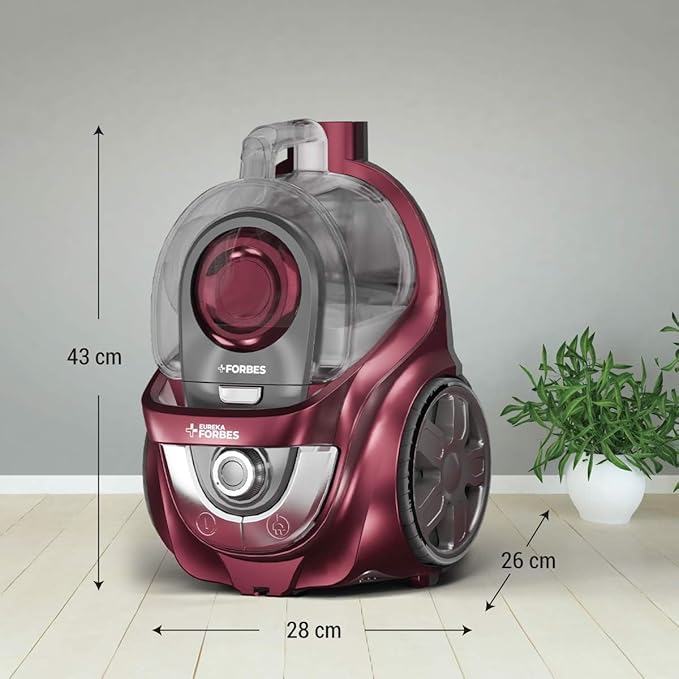 Eureka Forbes Tornado Vacuum Cleaner | Powerful 24 kPa Suction | Metal Telescopic Tube | Cyclonic Technology | 2.5 L Bagless Tank | Compact & Easy to Use |HEPA Filter | Vario Power | Auto cord winding ( GFCDFCNPRS240 )-Online Mahajan Electronics