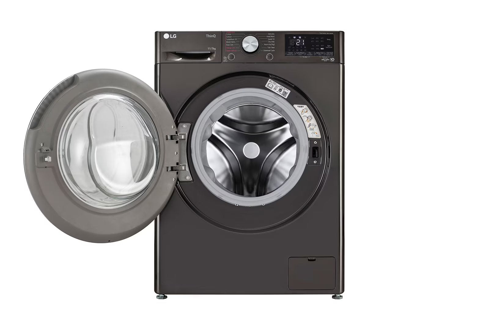 LG FHD1107STB 11/7 Kg, Front Load Washer Dryer with AI Direct Drive™ Technology , Color: Black VCM - Mahajan Electronics Online