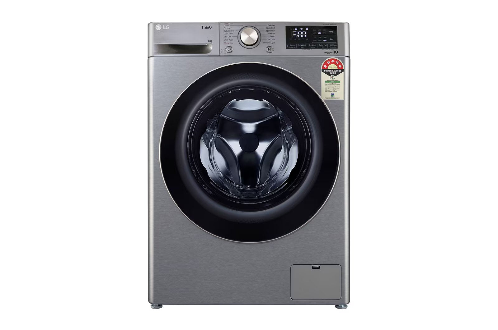 LG FHP1208Z5P 8.0 Kg Front Load Washing Machine with AI Direct Drive™ Technology , Color: Platinum Sliver - Mahajan Electronics Online