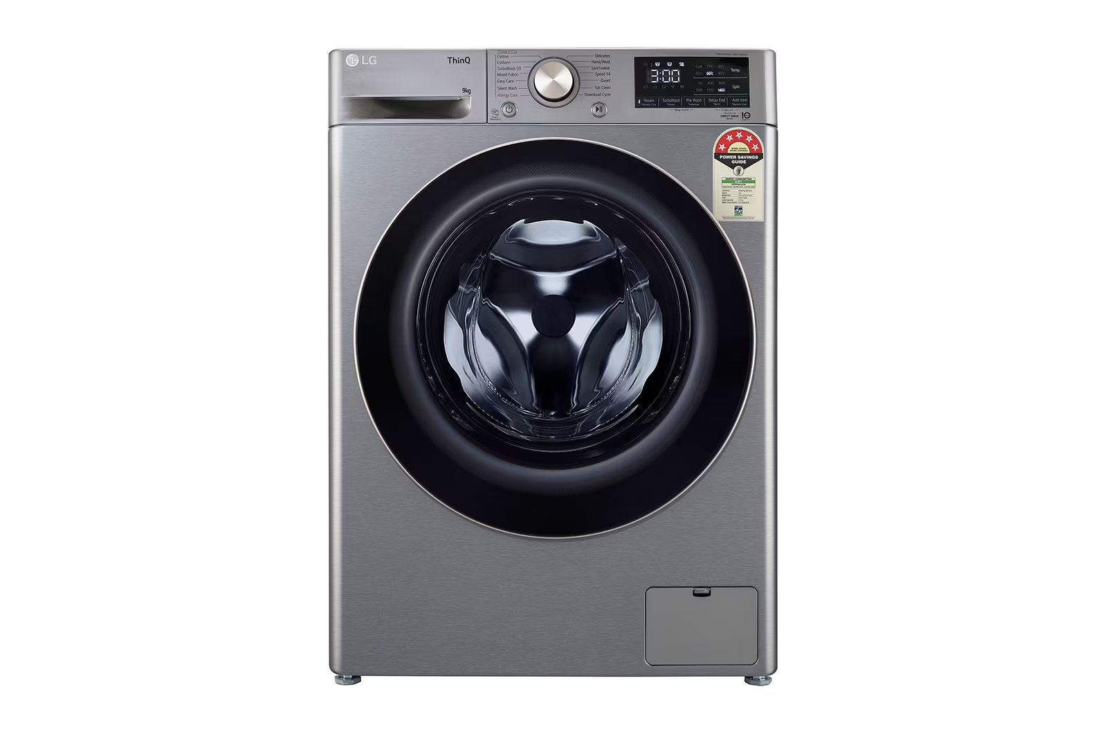 LG FHP1209Z7P 9.0 Kg Front Load Washing Machine with AI Direct Drive™ Technology , Color Platinum Silver - Mahajan Electronics Online