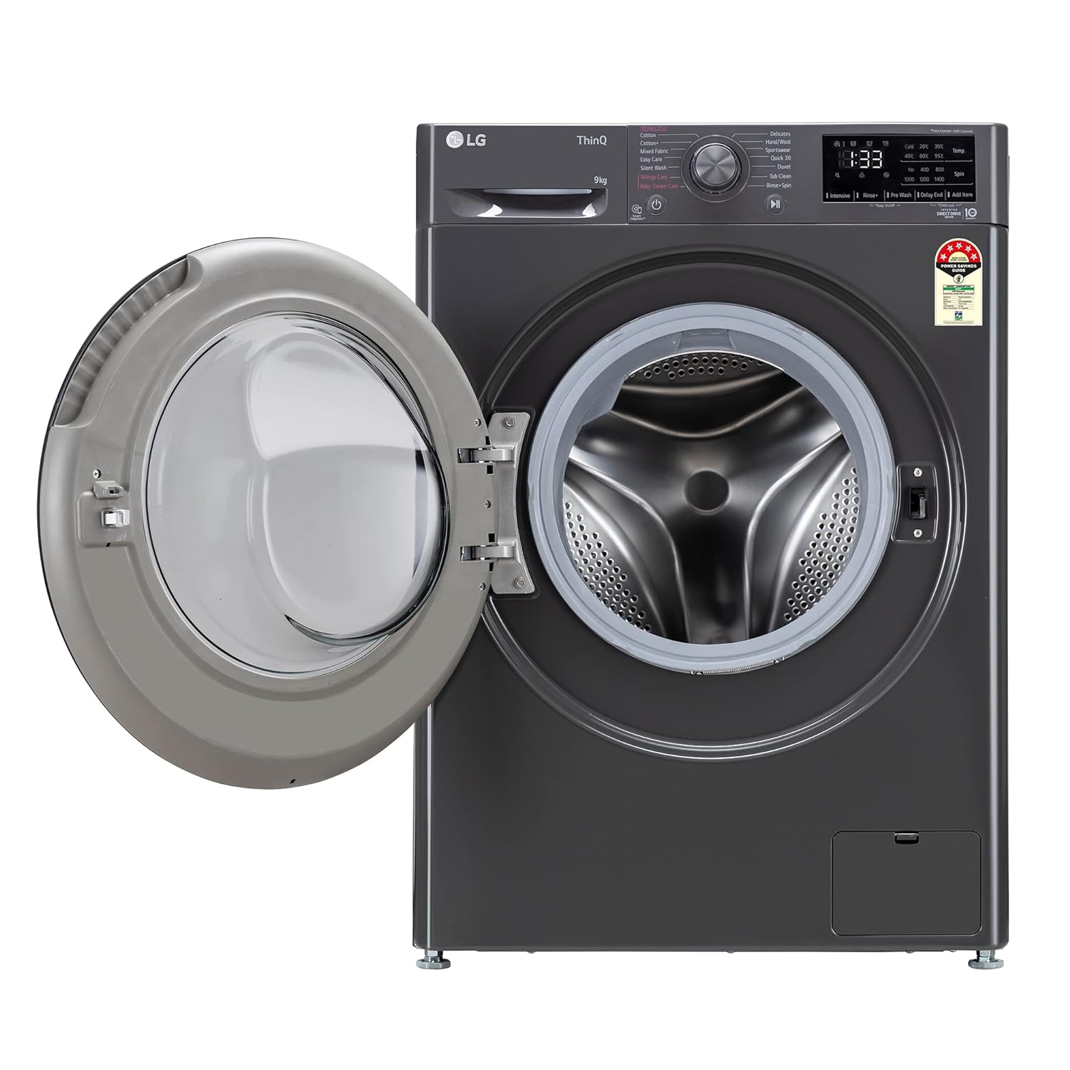 LG FHV1409Z4M 9 Kg 5 Star Wi-Fi Inverter AI Direct-Drive Touch Panel Fully Automatic Front Load Washing Machine (Steam for Hygiene, In-Built Heater, 6 Motion DD, Middle Black) - Mahajan Electronics Online