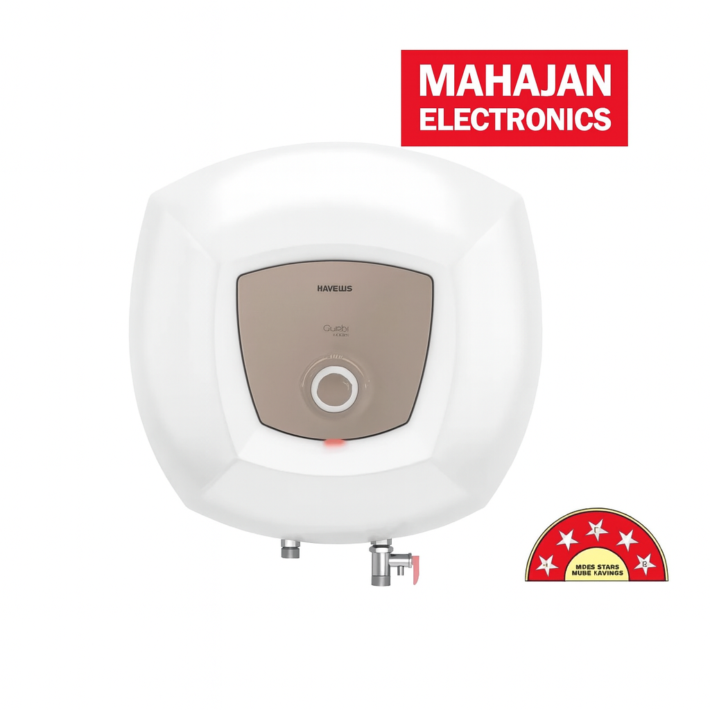 White water heater with Mahajan Electronics logo on a white background