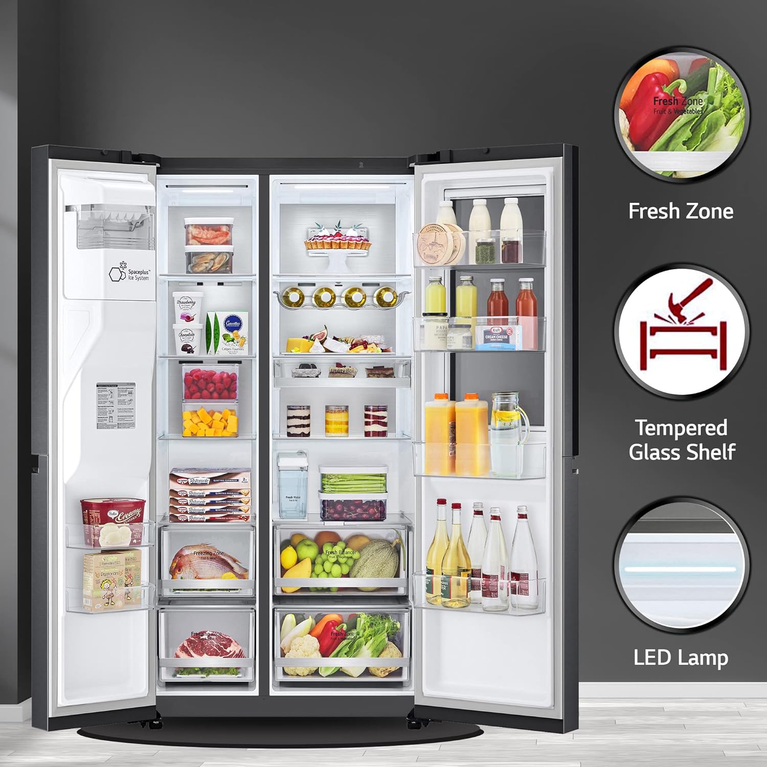 LG 635 L Frost-Free Inverter Wi-Fi InstaView Door In Door UVnano Side-By-Side Refrigerator with Water Dispenser (2023 Model, GL-X257AMCX, Matte Glass, Door Cooling+ with Hygiene Fresh) - Mahajan Electronics Online