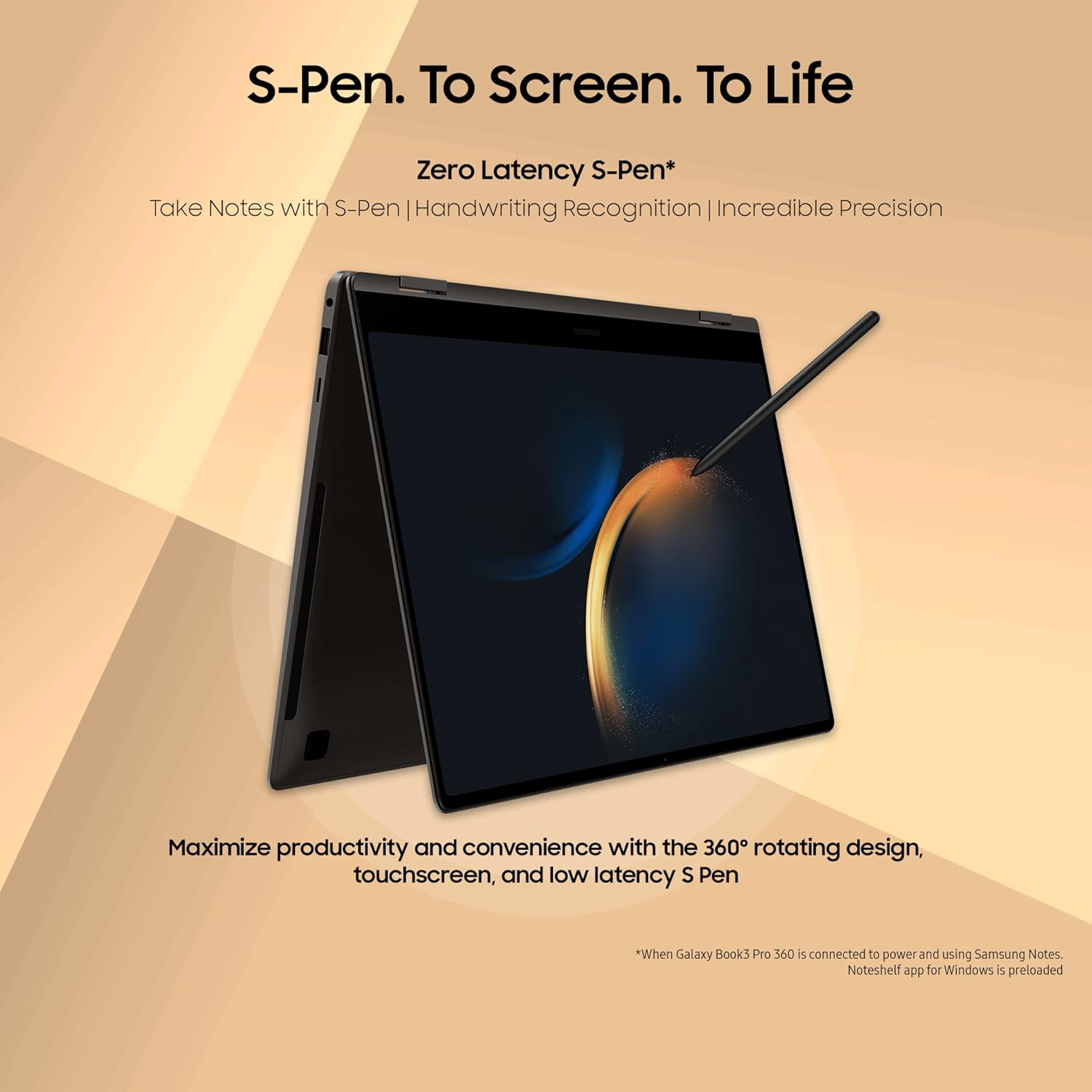 Samsung Galaxy Book3 Pro 360 Intel 13th Gen i5 EvoTM 40.62cm(16") Touchscreen 2-in-1 3K Display, 120Hz, Thin & Light Laptop(16 GB/512 GB SSD/Windows 11/MS Office/S-Pen/Graphite/1.6Kg), NP960QFG-KA2IN - Mahajan Electronics Online