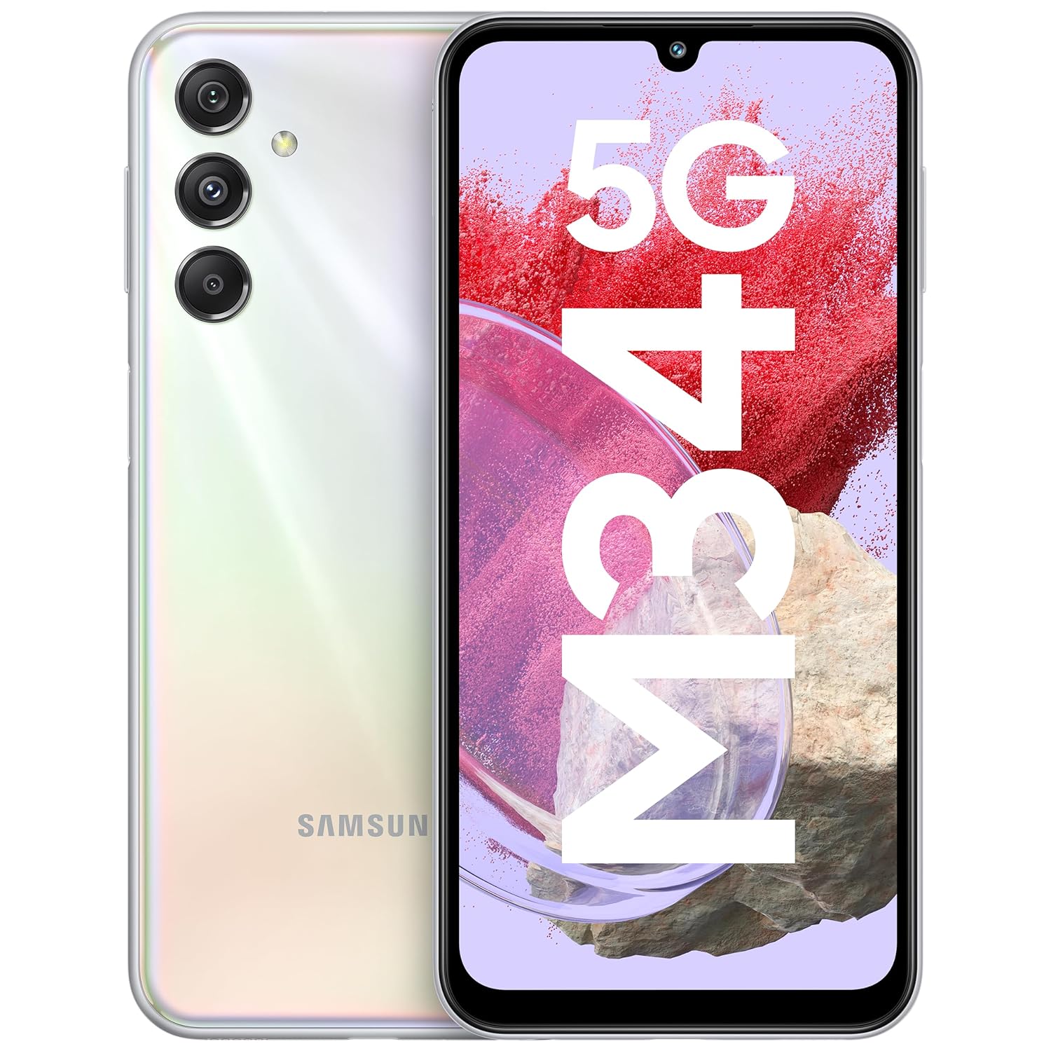 Samsung Galaxy M34 5G (Prism Silver,8GB,128GB)|120Hz sAMOLED Display|50MP Triple No Shake Cam|6000 mAh Battery|4 Gen OS Upgrade & 5 Year Security Update|16GB RAM with RAM+|Android 13|Without Charger - Mahajan Electronics Online