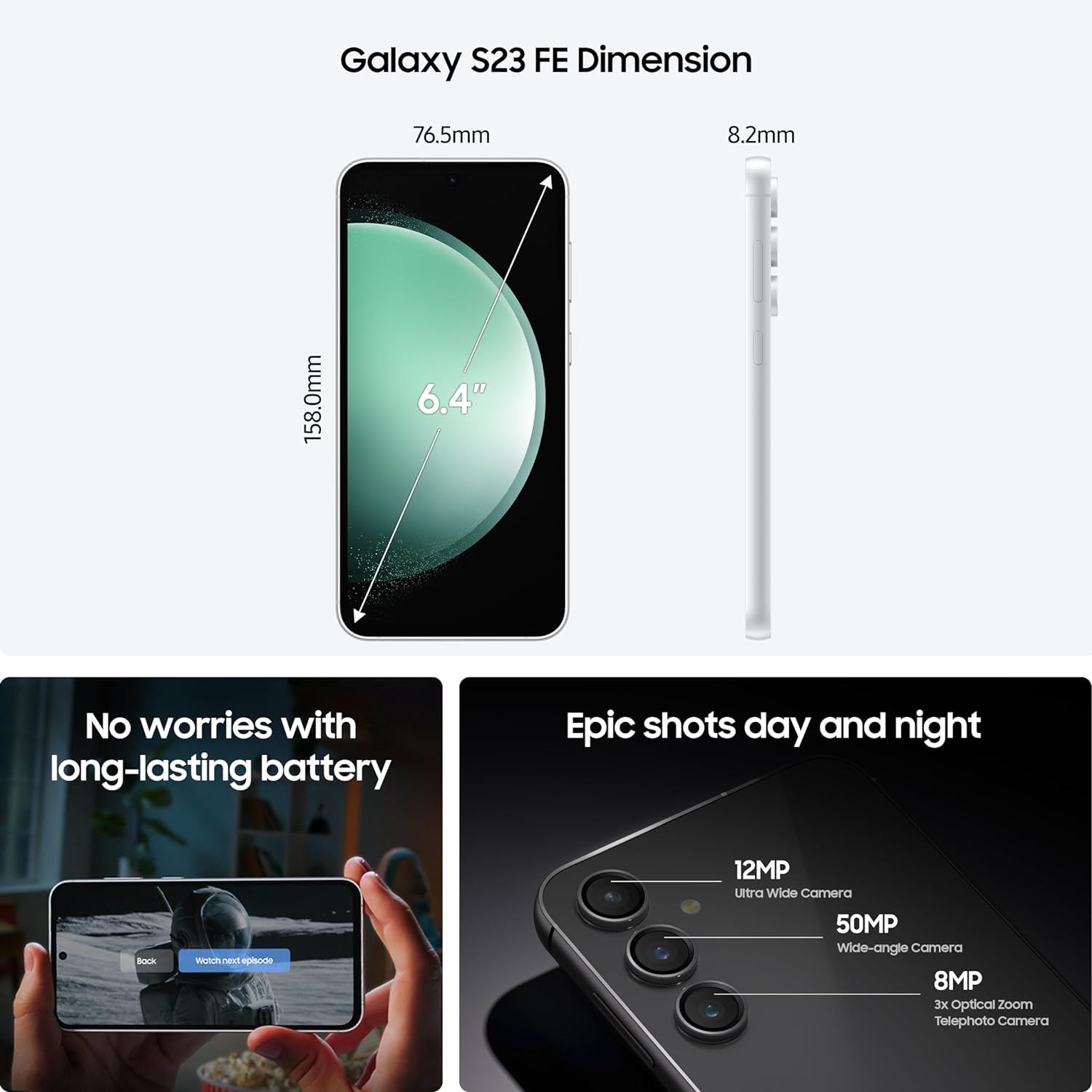 Samsung Galaxy S23 FE 5G (Graphite, 8GB, 128GB Storage) - Mahajan Electronics Online