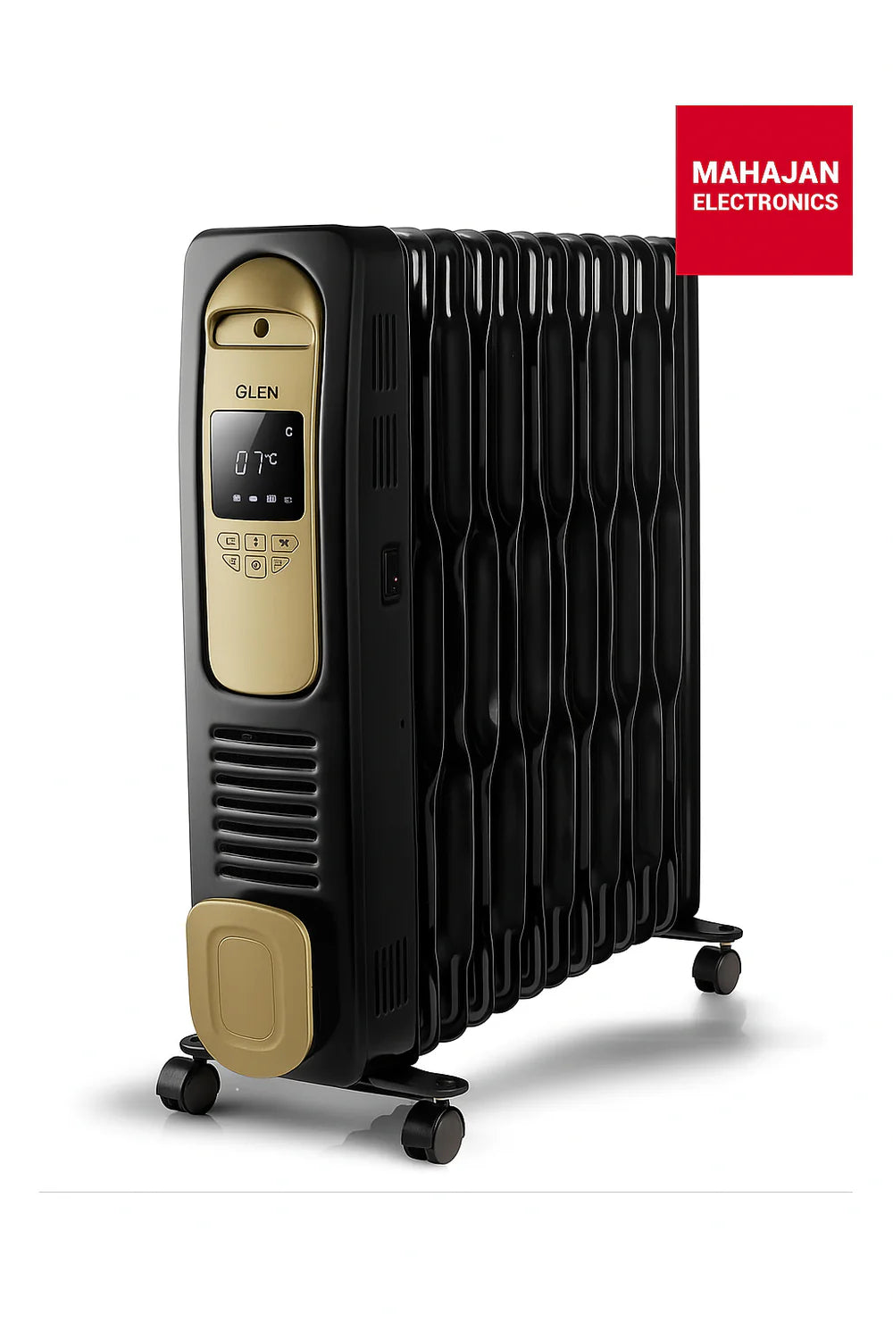 Glen HA 7013DOR9 9-Fin Oil Filled Radiator Room Heater – 2000 W | Digital Display | Remote | PTC Fan | ISI Certified | 2 Years Warranty | Made in India