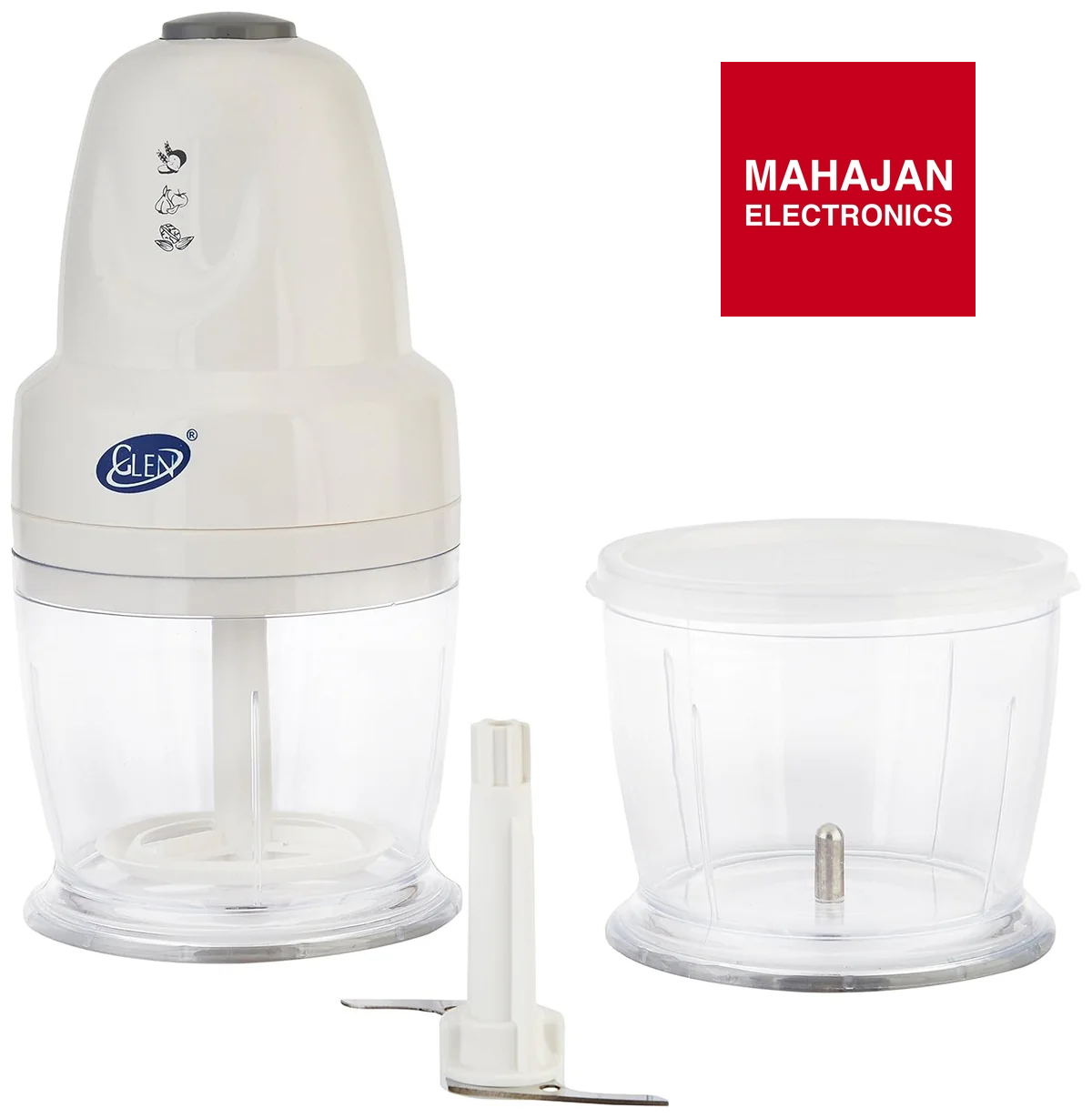 Glen SA4043 Plus Mini Electric Chopper 250W with Extra Bowl | Stainless Steel Blades | Whisking Disk | Compact Design | Mahajan Electronics Delhi NCR