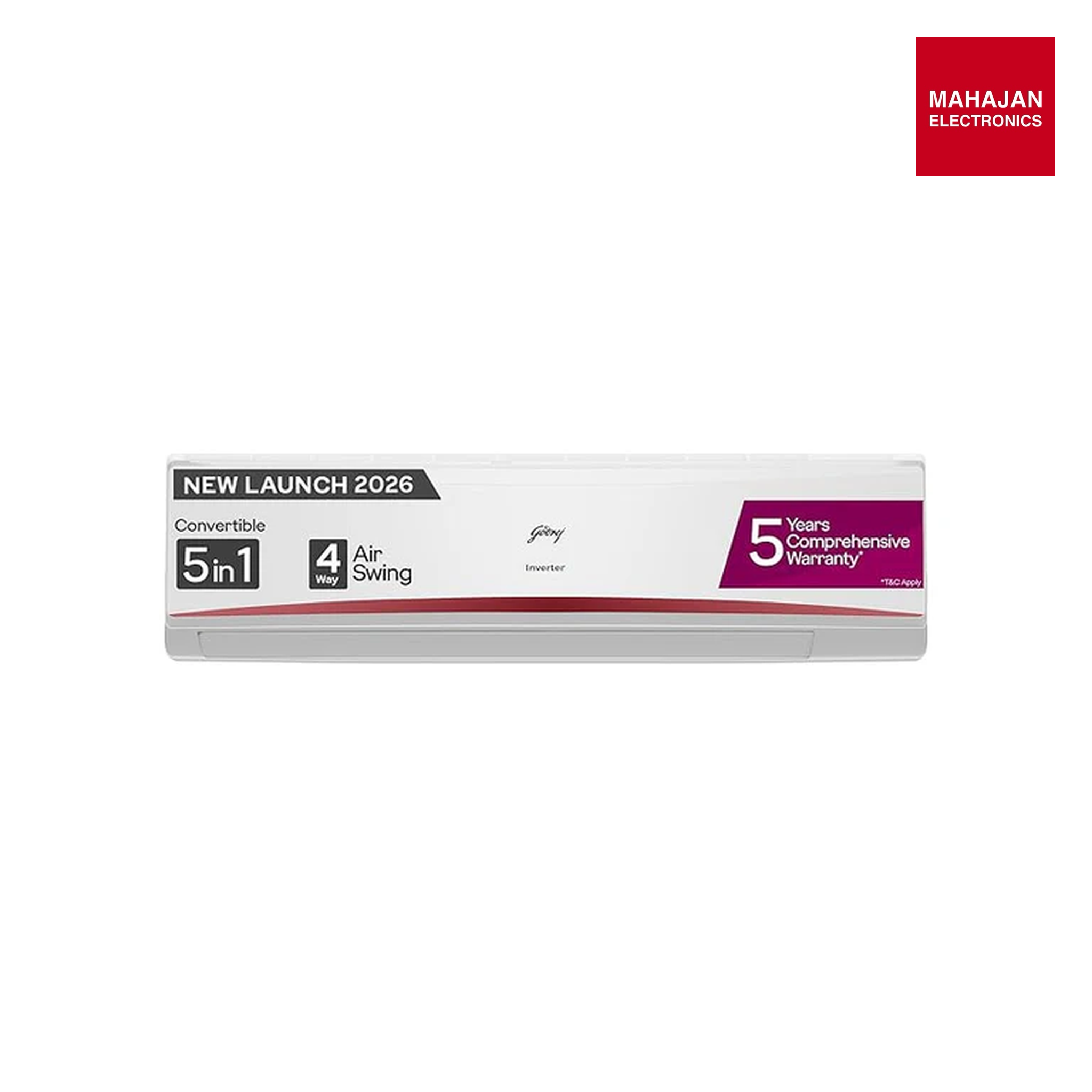 Godrej HIC 30K3TG RA 4  2.5 Ton 3 Star, AI powered, 5-In-1 Convertible Cooling, 4 Way Air Swing Inverter Split AC(Copper,Heavy-Duty Cooling At 52 °C, AC 2.5T  HIC 30K3TG RA 4, White)-Online Mahajan Electronics