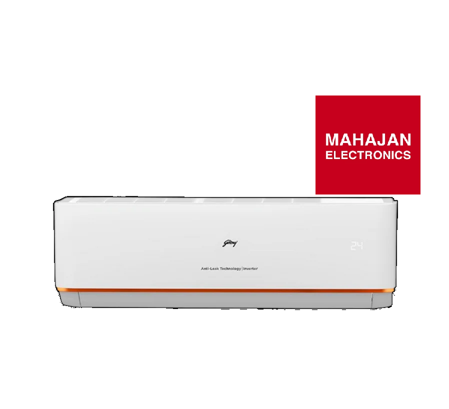 Air conditioner with Mahajan Electronics logo on a white background