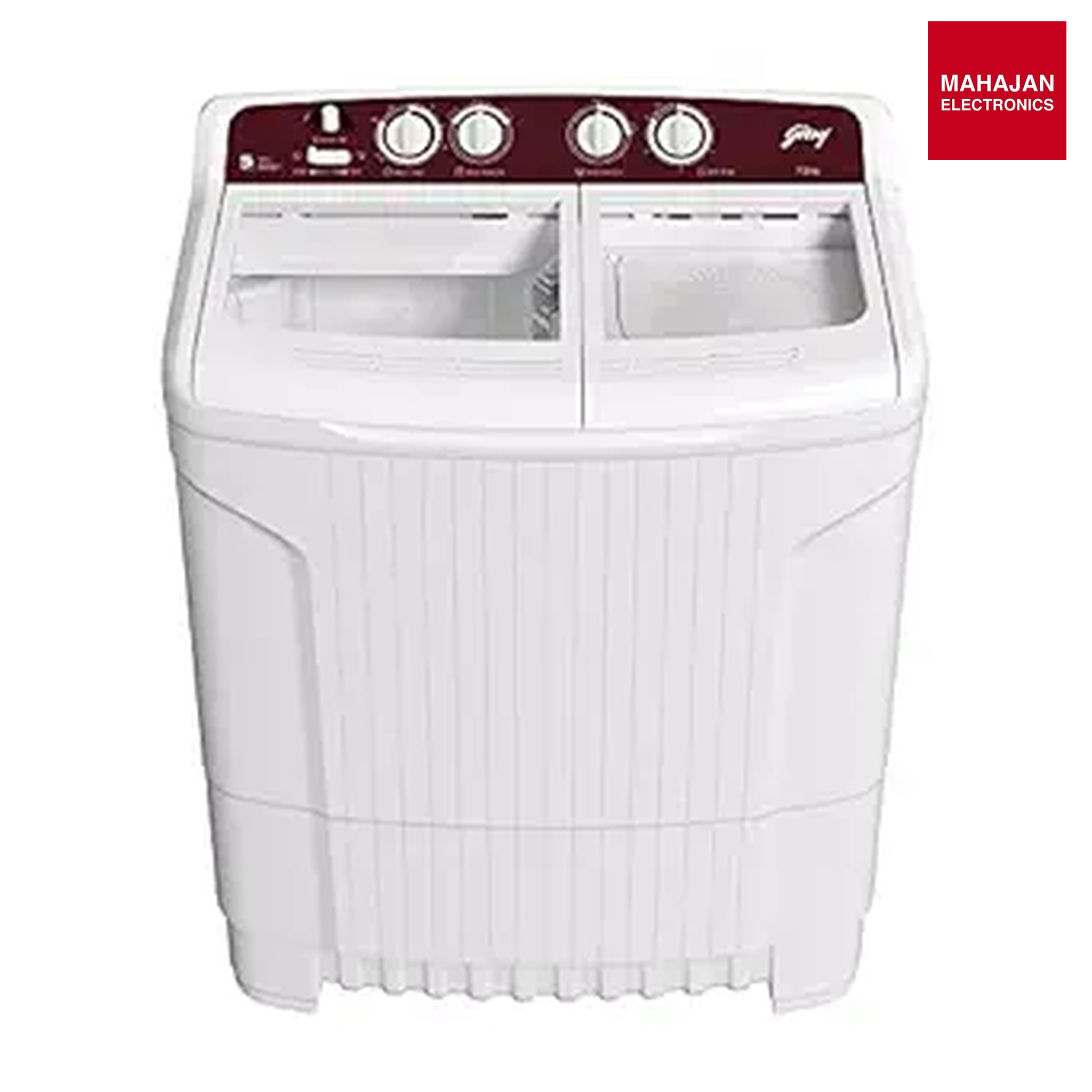 Godrej WS EDGE CLS+ 72 TN3 M WNRD 7.2 Kg Semi-Automatic Top Loading Washing Machine Appliance ( Wine Red ) (TOUHENED GLASS)-Online Mahajan Electronics
