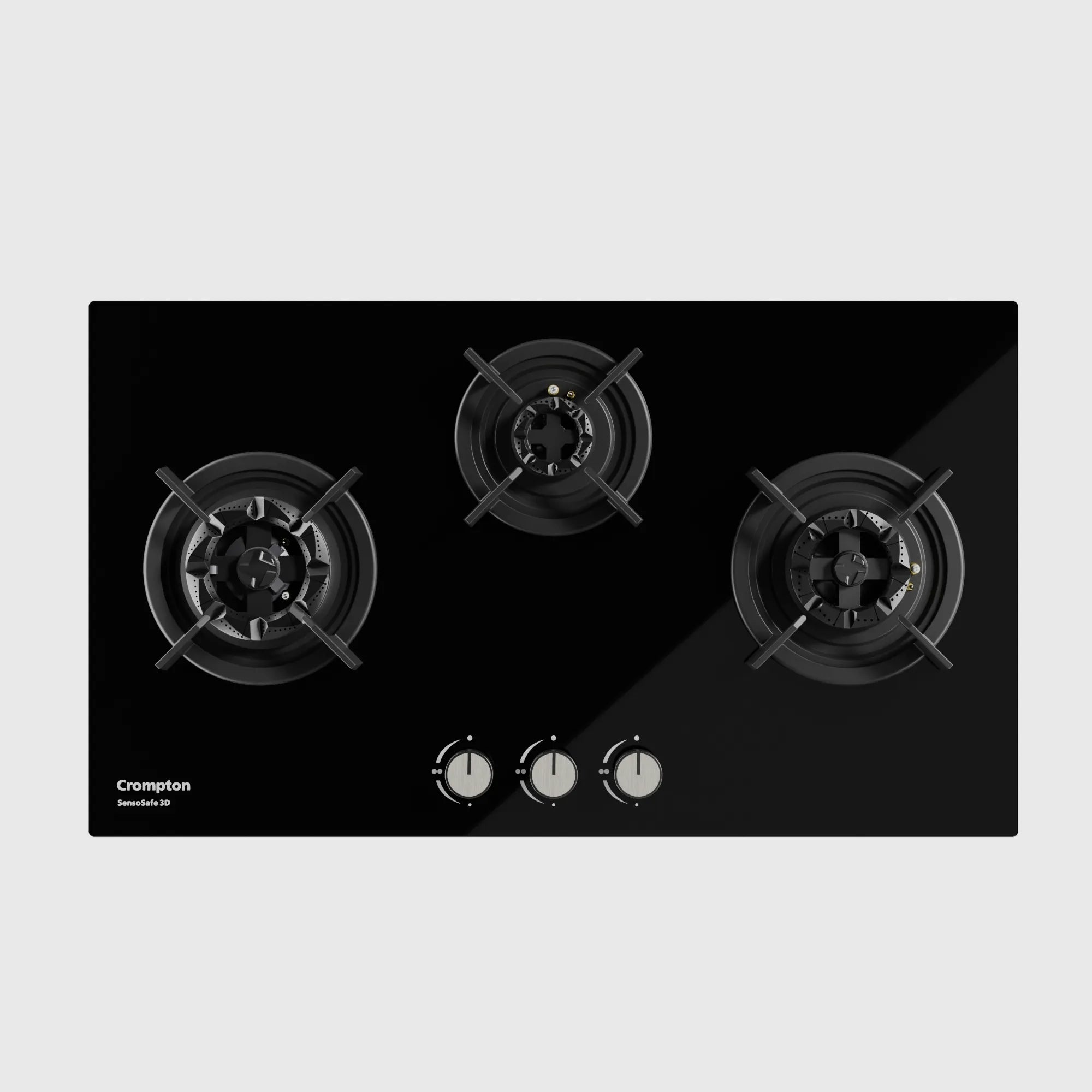 Crompton SensoSafe Hob 3D 78cm 3Burner Midnight Black - HOB-SS3D783-MBL - Mahajan Electronics Online