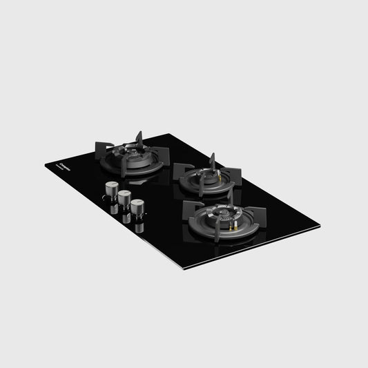 Crompton SensoSafe Hob 3D 78cm 3Burner Midnight Black - HOB-SS3D783-MBL - Mahajan Electronics Online