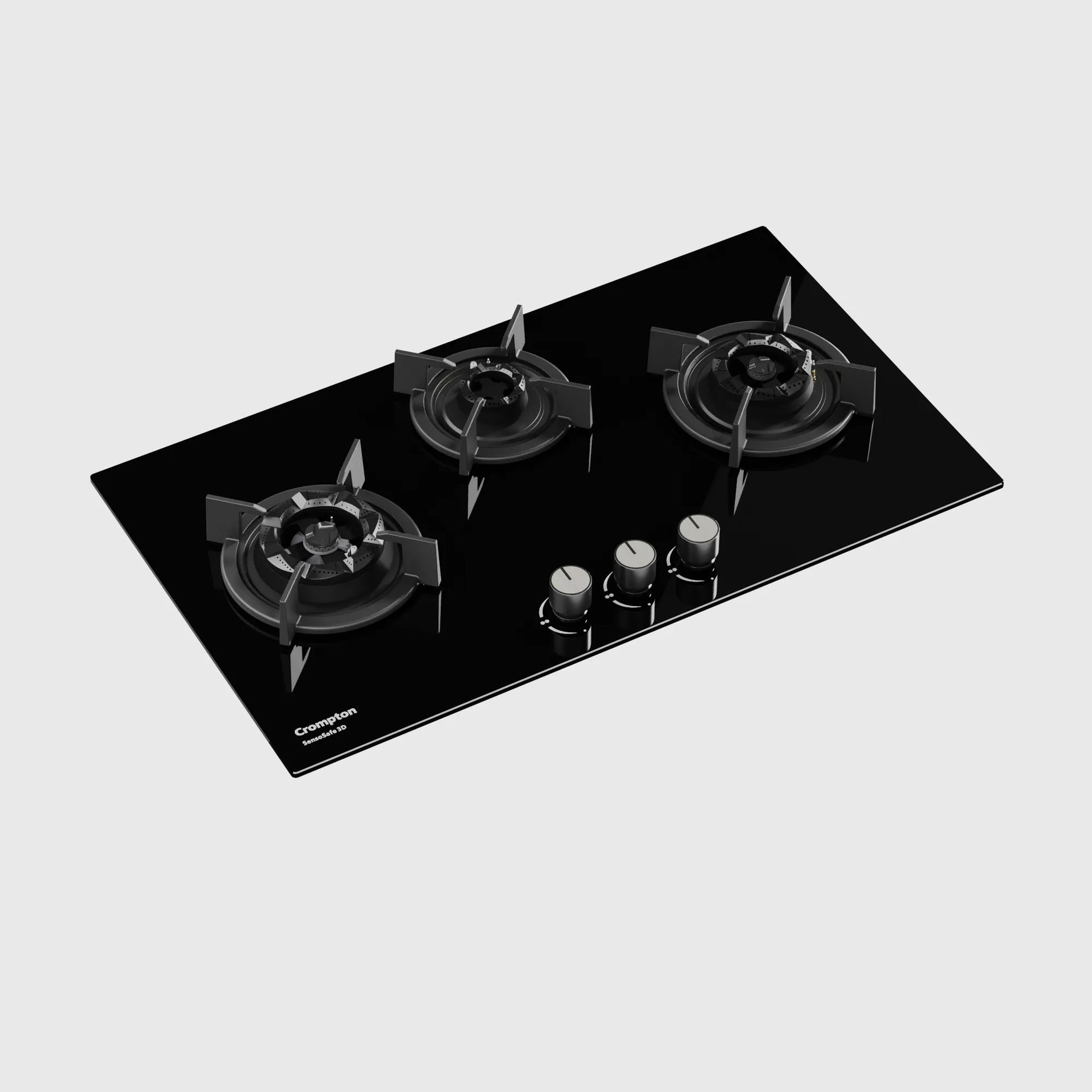 Crompton SensoSafe Hob 3D 78cm 3Burner Midnight Black - HOB-SS3D783-MBL - Mahajan Electronics Online