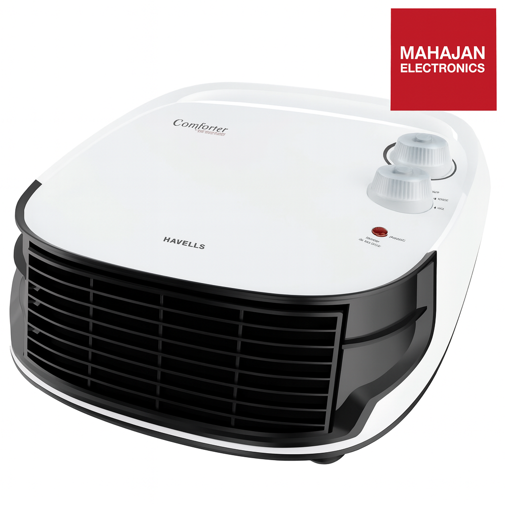 Havells Comforter 2000 Watt Room Heater with Overheat Protection| Easy to Carry for Bedroom and Office| Adjustable Thermostat Control Knob & Adjustable Vent for Air Delivery (White and Black) GHRFHAGW200 Mahajan Electronics Online