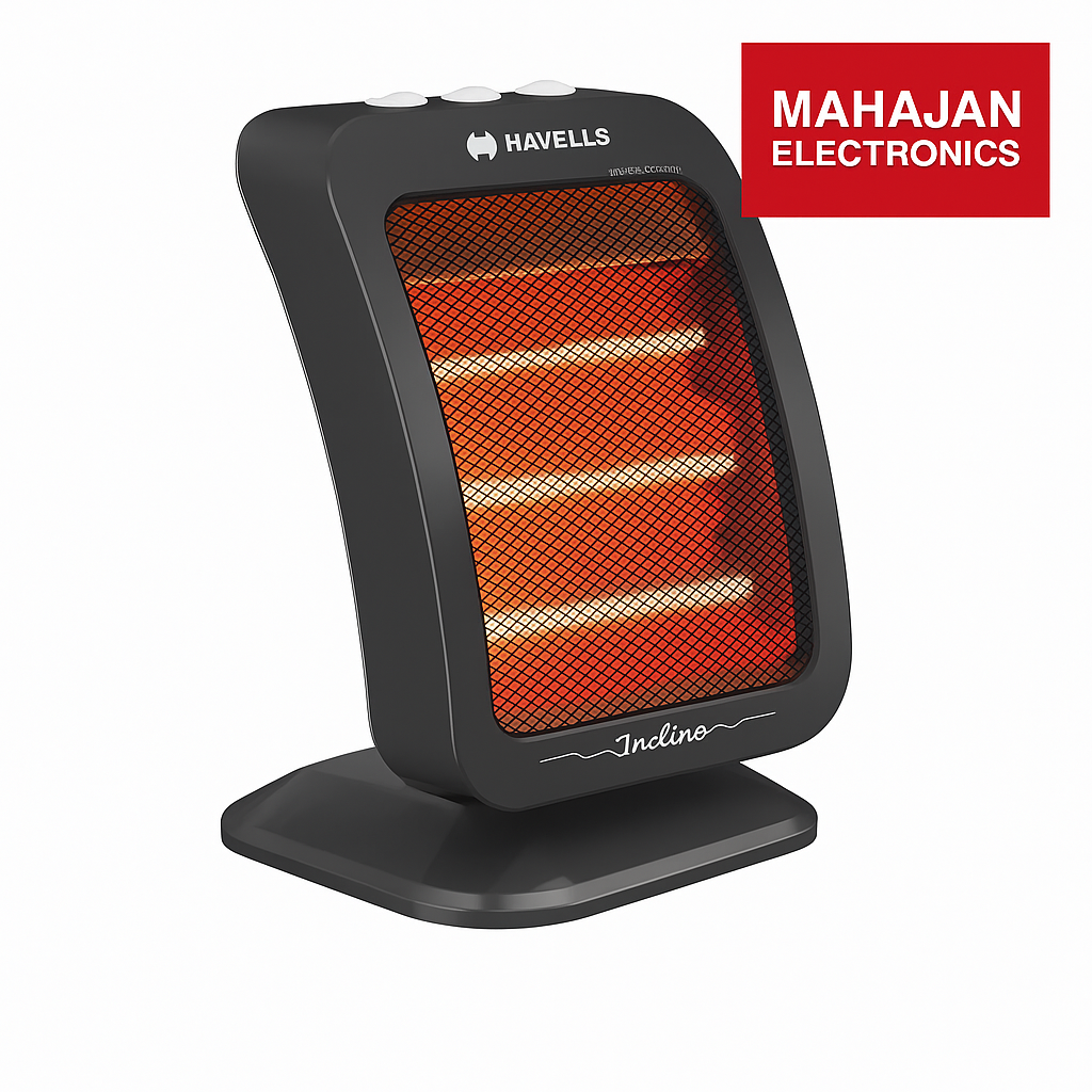 Havells Inclino Halogen Heater 1200W (GHRGHAIK120) | 3 Heat Settings | Tip-Over Safety | Oscillation Function | Rust-Free Reflector | 2-Year Warranty