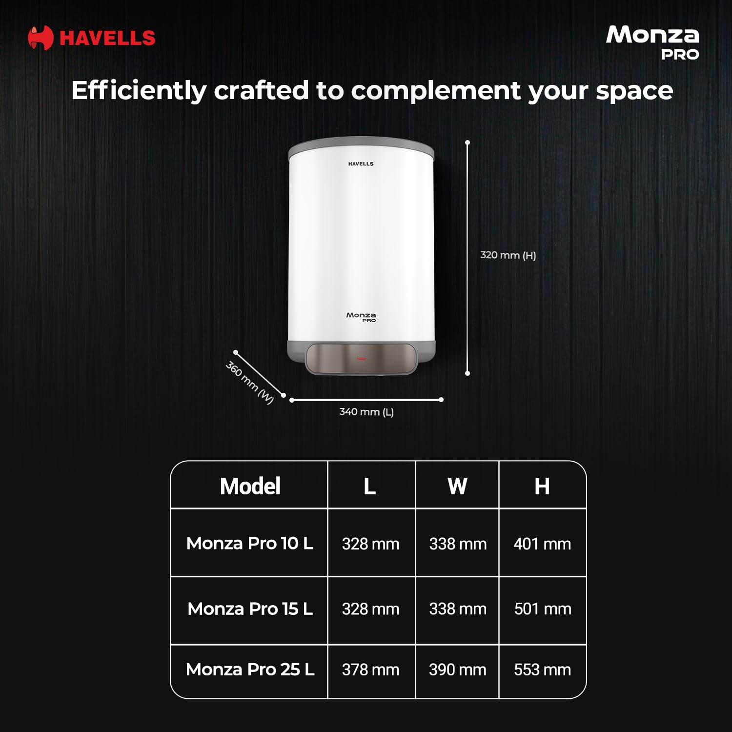 Havells Monza Pro 25L Storage Water Heater(Geyser)|4 Star Engineered for Hard Water|Feroglas Coated Anti Rust Tank|Mcoloy Heating Element GHWVMPUWAG25-Online Mahajan Electronics