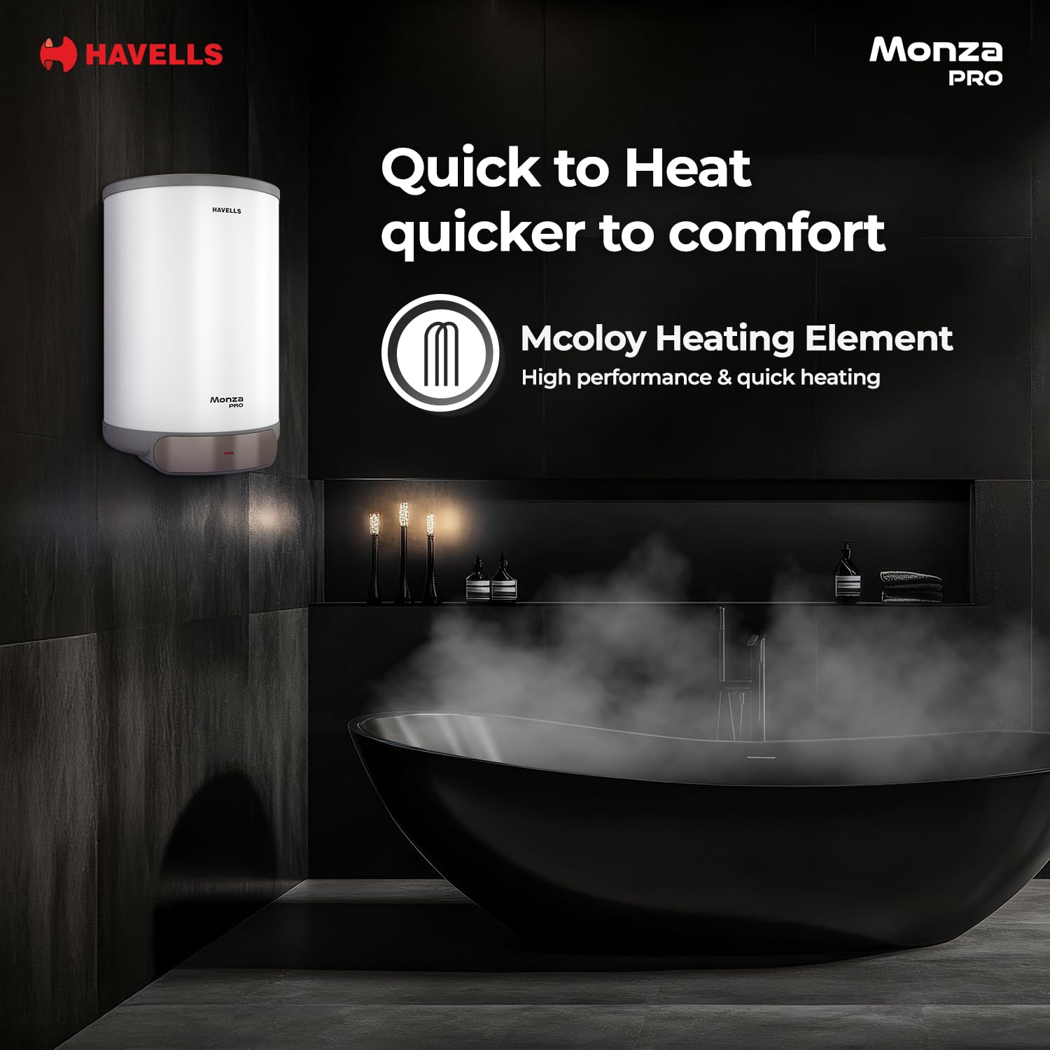 Havells Monza Pro 25L Storage Water Heater(Geyser)|4 Star Engineered for Hard Water|Feroglas Coated Anti Rust Tank|Mcoloy Heating Element GHWVMPUWAG25-Online Mahajan Electronics