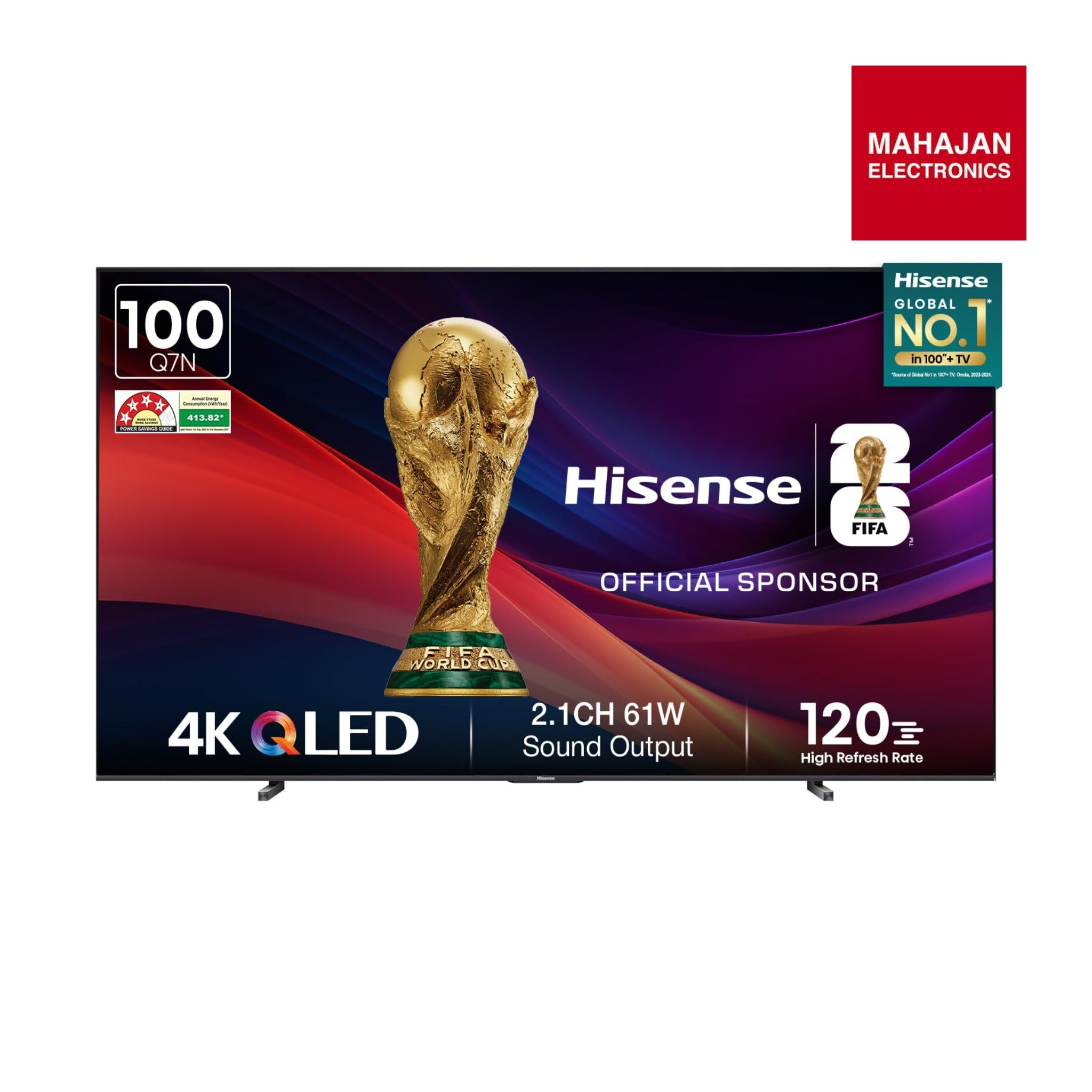 Hisense 100Q7N 254 cm (100 inches) Q7N Series 4K Ultra HD Smart QLED TV (Dark Grey)-Online Mahajan Electronics