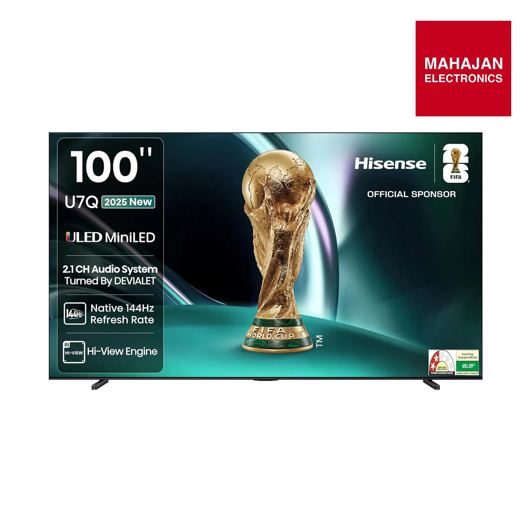 Hisense 100U7Q 253 cm (100 inches) U7Q Series 4K Ultra HD Smart QLED Mini LED TV mahajan electronics online
