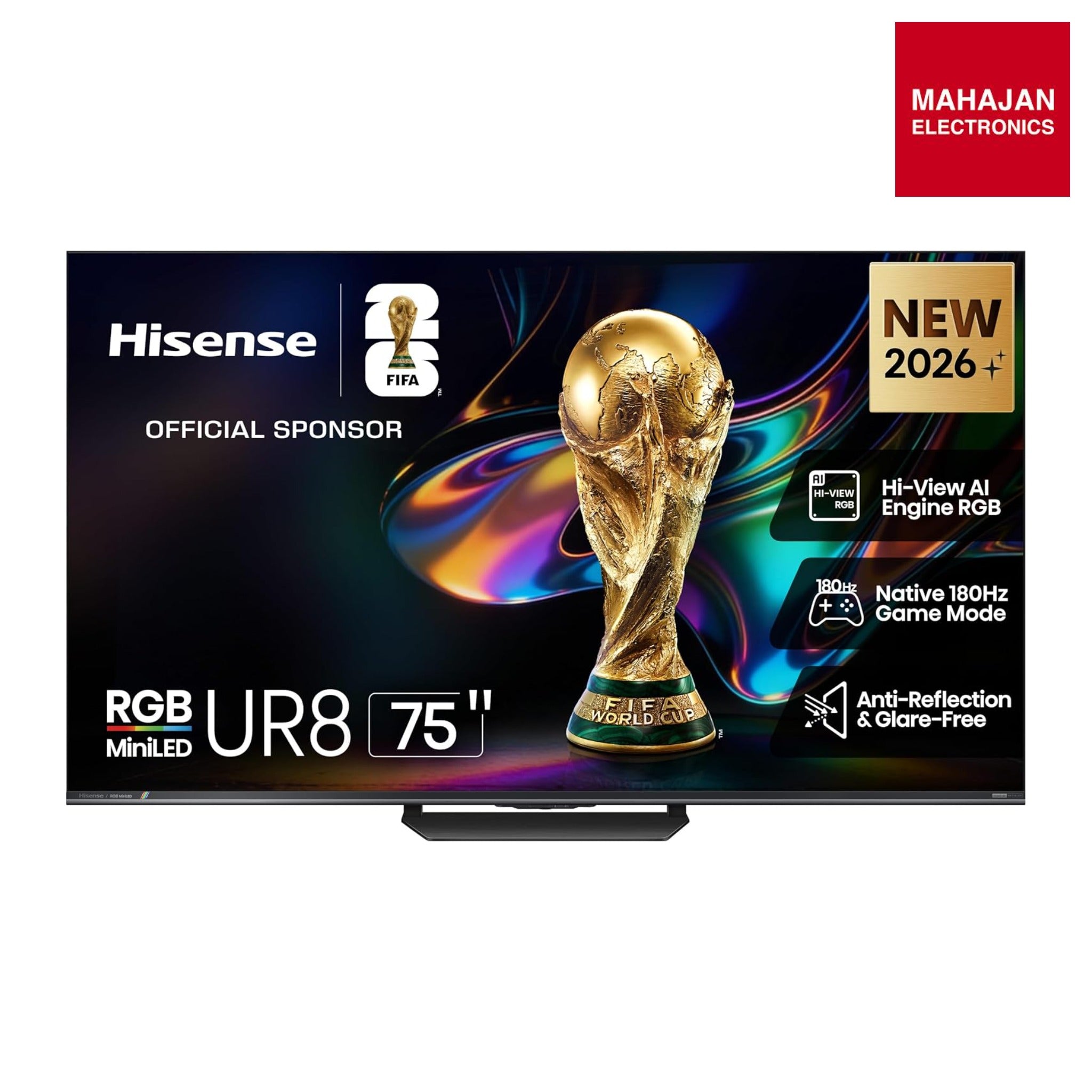 Hisense 75 Inch 75UR8S | RGB MiniLED | Hi-View AI Engine RGB | Native 180Hz Game Mode | Up to 3500 nits Peak Brightness | IMAX Enhanced | 2.1.2 Multi-Channel Surround | AI RGB Light Sensor-Online Mahajan Electronics