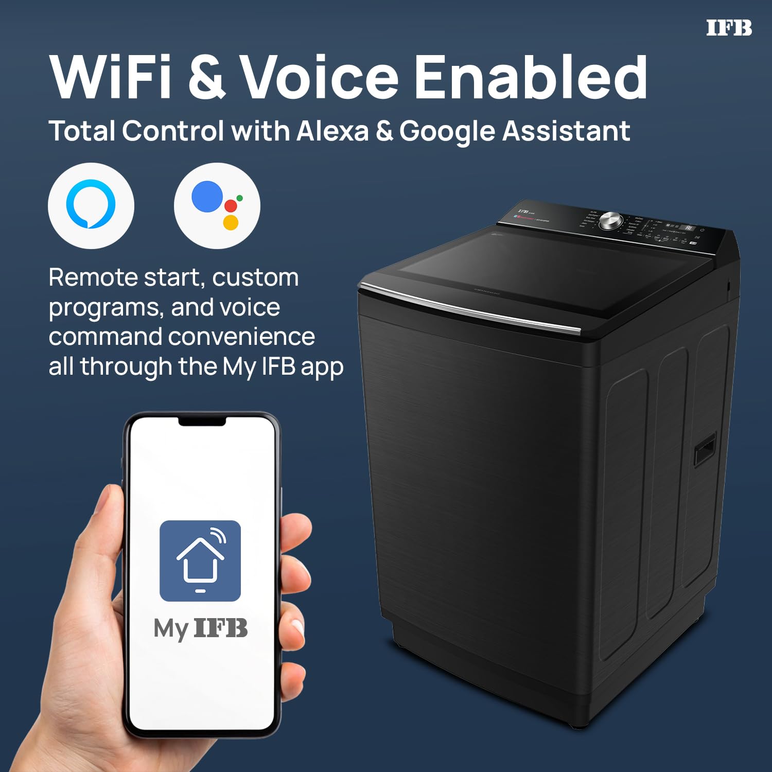 IFB TL121BL4SWID 12 Kg 5 Star AI Powered DeepClean® Technology Fully Automatic Top Load Washing Machine with Inbuilt Heater & Wi-Fi (, Power Steam®, Eco Inverter, Activmix, 4 Year Warranty,Black VCM-Online Mahajan Electronics