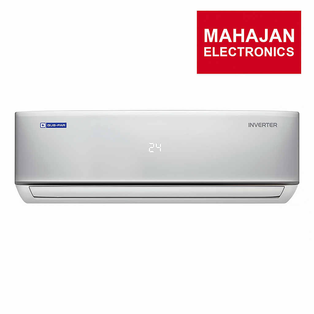 Air conditioner with Mahajan Electronics logo on a white background