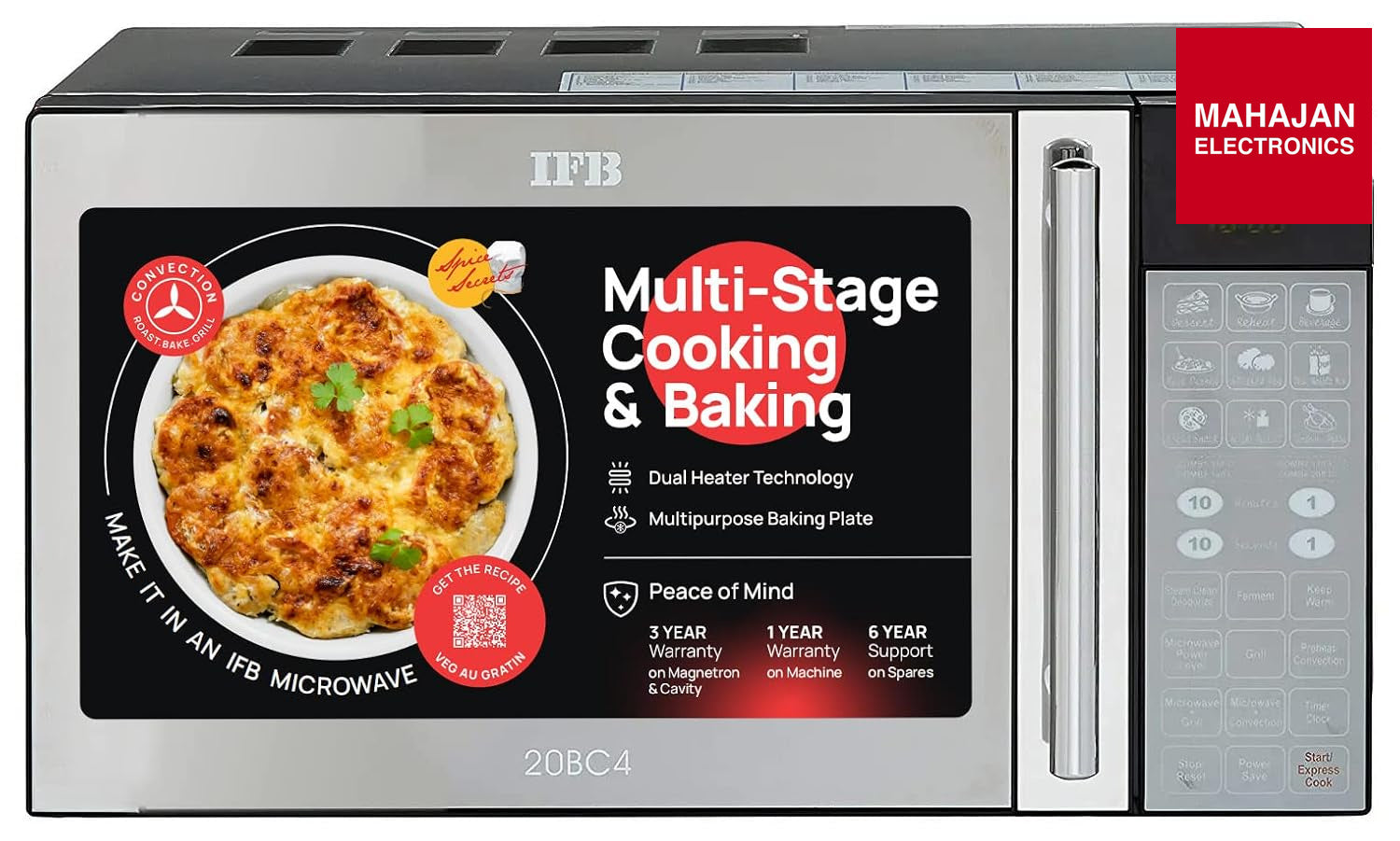 IFB 20BC4 20 L Convection Microwave Oven | Black | 71 Auto Menus | Grill & Baking IFB online mahajan – Mahajan Electronics Online.