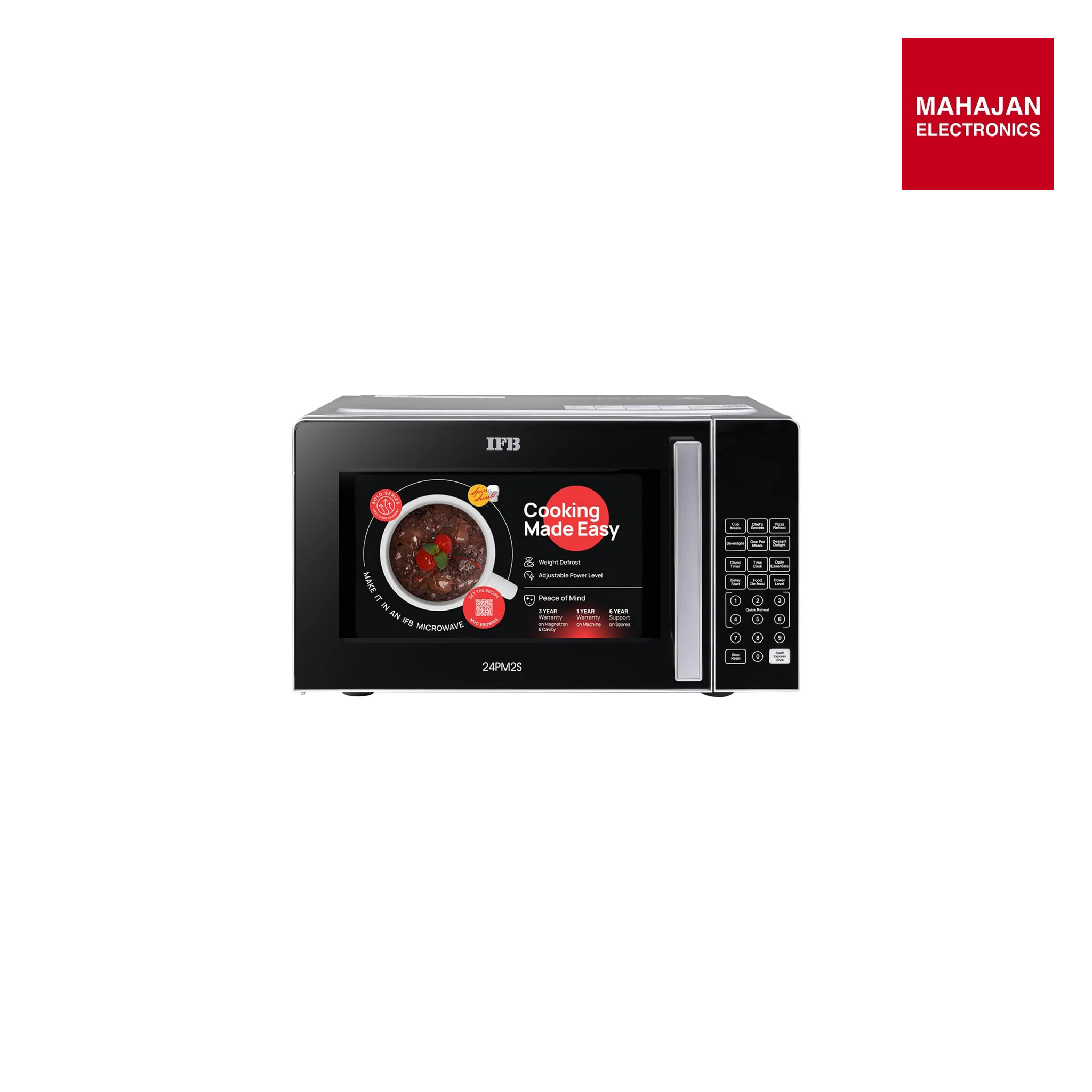 `IFB 24PM2S 24 L Solo Microwave Oven (Silver) | 69 Auto Cook Menus | Anti-Rust Cavity | Touch Keypad | Mahajan Electronics Online