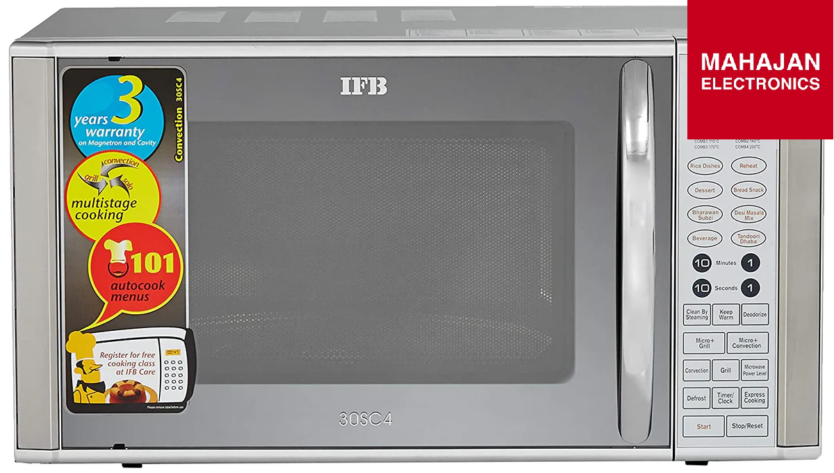 IFB 30SC4 30 L Convection Microwave Oven | 101 Auto Cook Menus | Multi-Stage Cooking | Metallic Silver | Mahajan Electronics Delhi NCR