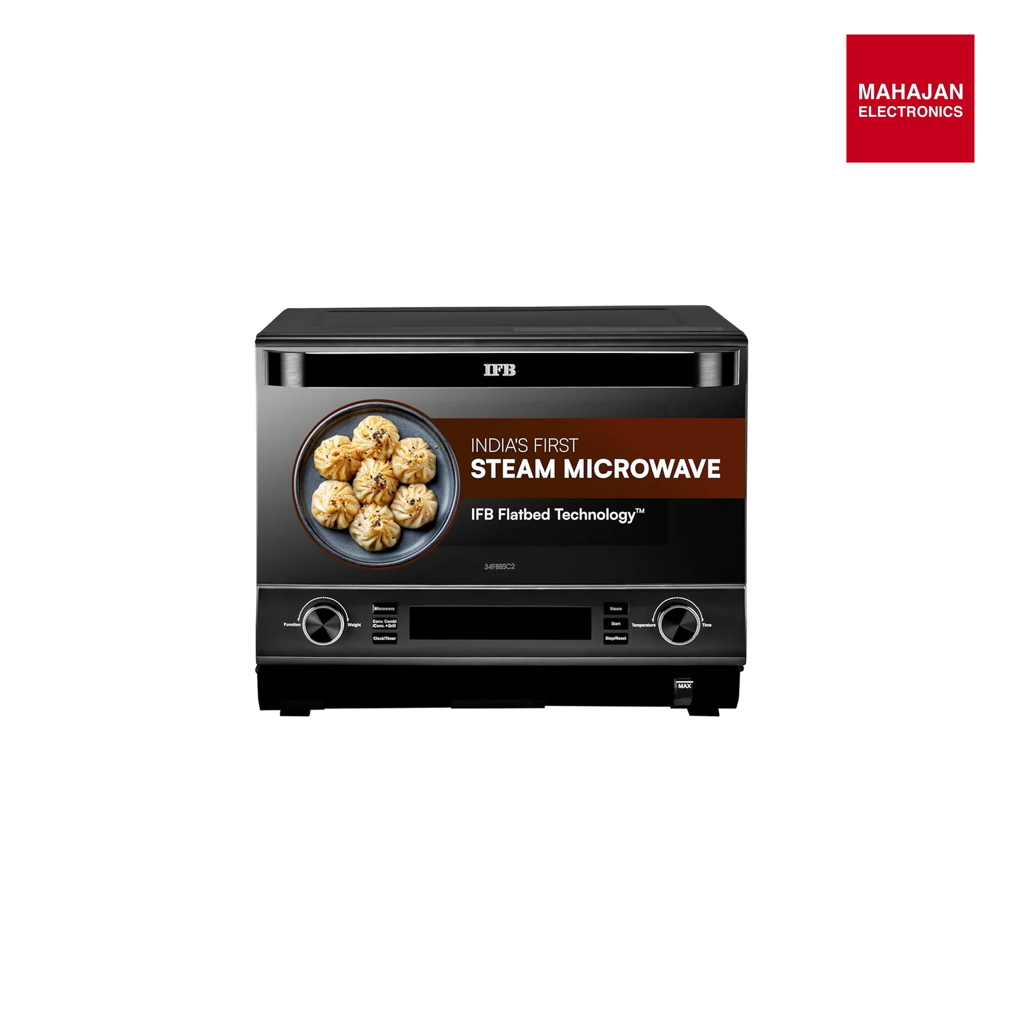 IFB 34FBBSC2 34L, 1000 W, FlatBed with Inverter Technology, 63 Autocook menus, PowerSteam, 6 Power levels, SelfClean, Steralise mode, LCD Display, Convection & Grill Microwave Oven (34FBBSC2, Metallic Grey) mahajan electronics onilne