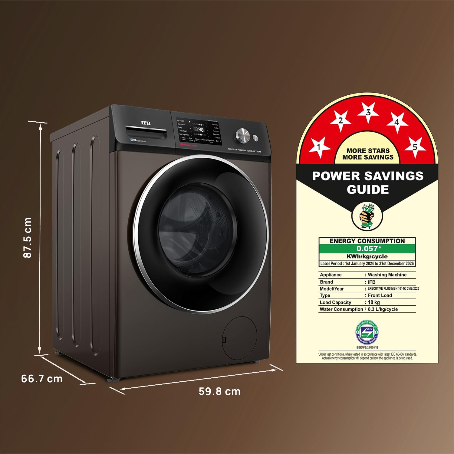 IFB EXECUTIVE PLUS MBN 1014K CMS 10 Kg 5 Star, DeepClean® Technology, AI Powered, WiFi, Fully Automatic Front Load Washing Machine (PowerSteam®,9 Swirl, Steam Refresh, Inbuilt Heater, Eco Inverter, Mocha)-Online Mahajan Electronics