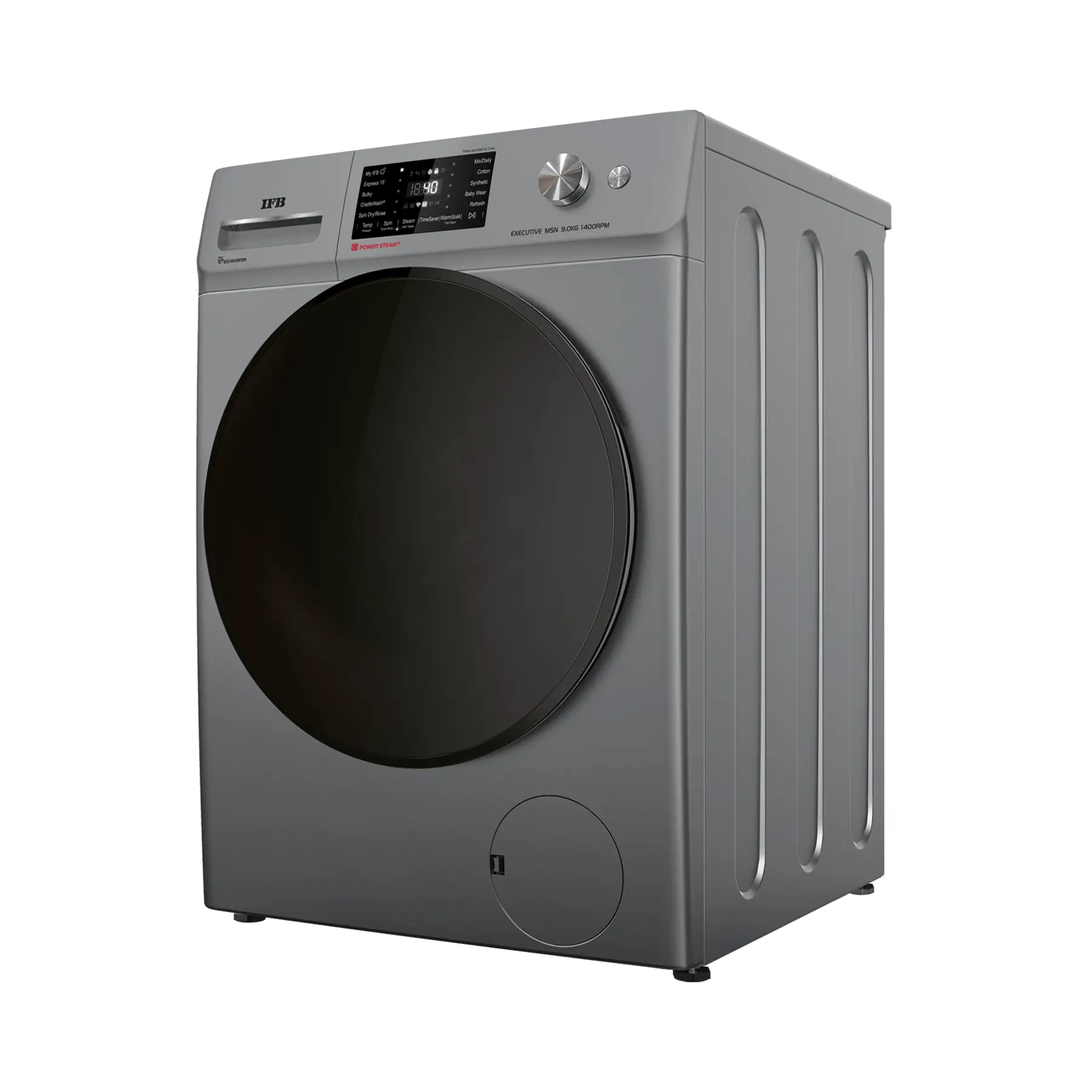 IFB Executive MSN 9014K CMS 9 kg 5 Star AI-Powered Front Load Washing Machine | 1400 RPM | Eco Inverter Motor | Steam Refresh | Wi-Fi Enabled | Metallic Silver-Online Mahajan Electronics