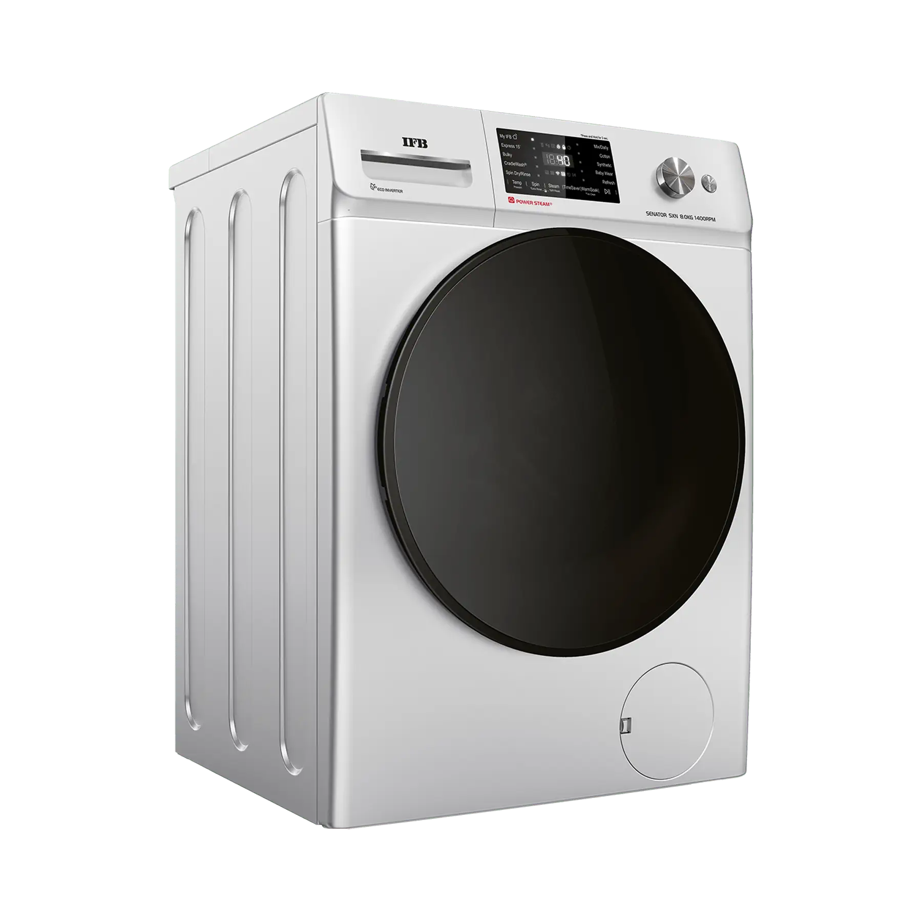 IFB Senator SXN 8014K 8 Kg 5 Star with 9 Swirl Wash, AI Powered, Wi-Fi, Fully Automatic Front Load Washing Machine (Steam Refresh Program with Eco Inverter, Rich Silver) Mahajan Electronics online