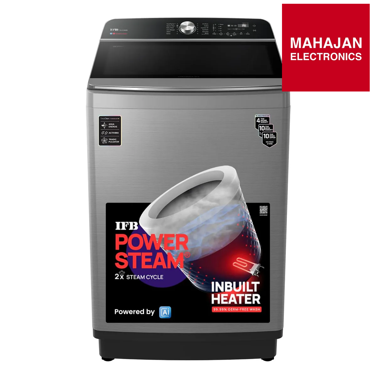 IFB TL111IN3SN 11 Kg 5 Star with DeepClean® Technology, AI Powered, Fully Automatic Top Load Washing Machine (2025 Model, PowerSteam®, Inbuilt Heater, 5D Wash, Aqua Energie, Inox) Mahajan Electronics Online