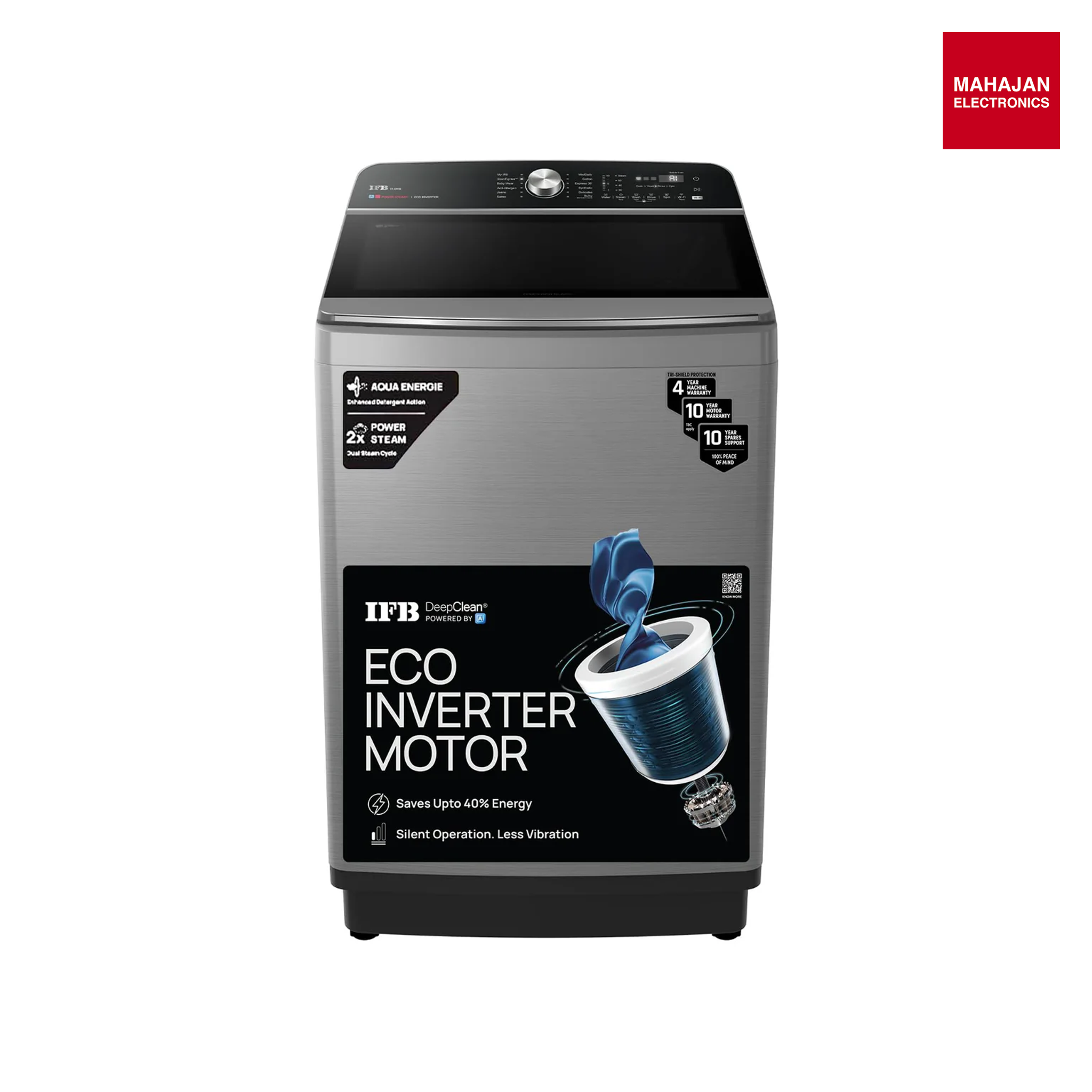 IFB TL111IN3SWID 11 Kg 5 Star AI Powered DeepClean® Technology Fully Automatic Top Load Washing Machine with Inbuilt Heater & Wi-Fi ( Power Steam®, Eco Inverter, Activmix, 4 Year Warranty, Inox)-Online Mahajan Electronics