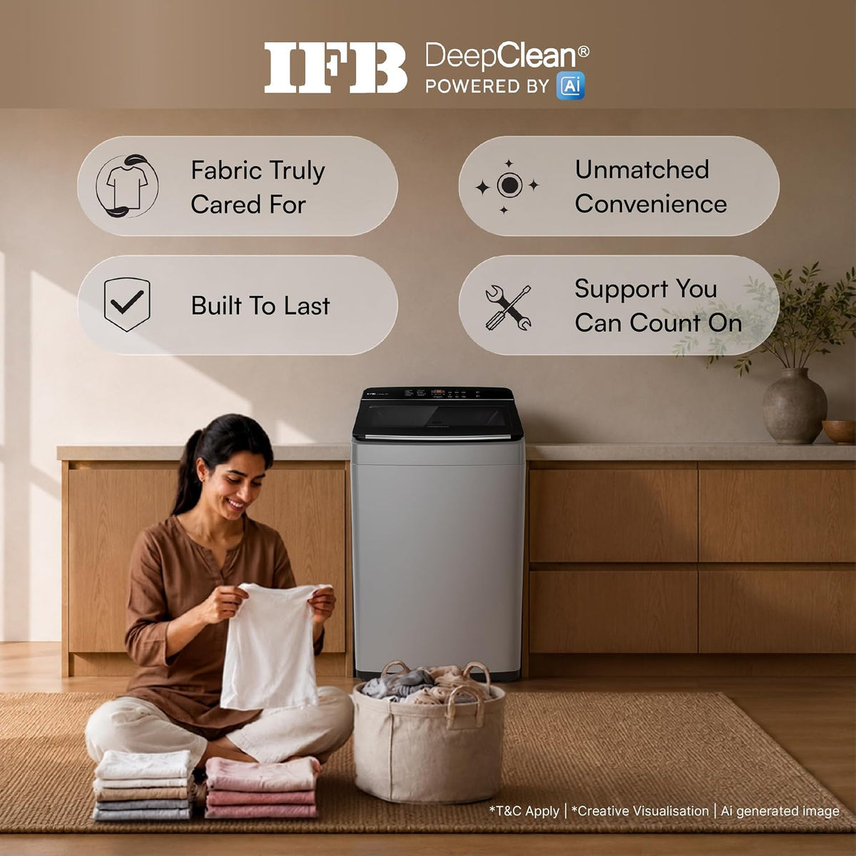 IFB TL701MG1 7 Kg 5 Star Fully Automatic Top Load Washing Machine with AI, Deep Clean, ActivMix, Aqua Energie, Med Grey