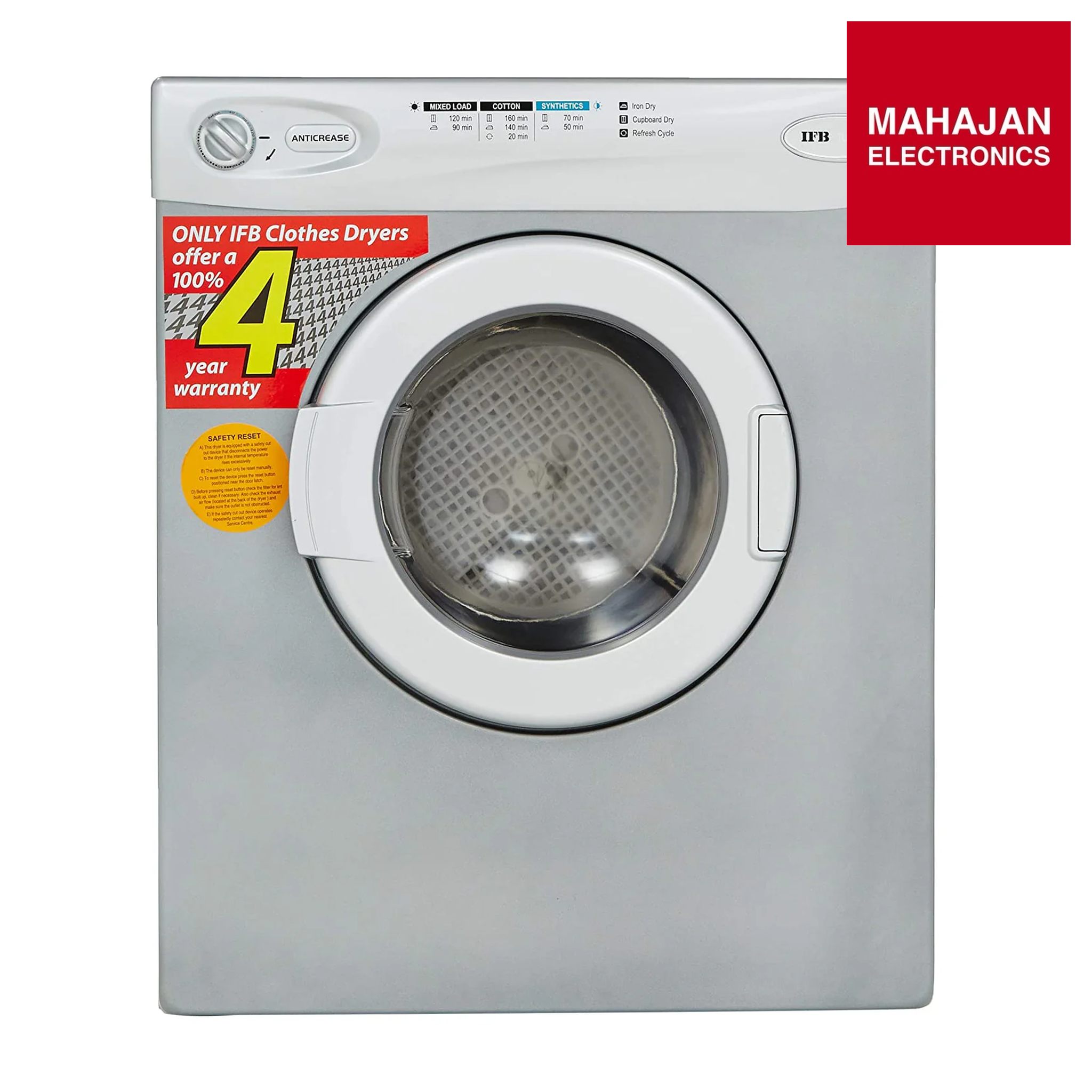 IFB Turbo Dry EX 5.5 Kg Cloth Dryer – Silver | Hygienic &amp; Powerful All-Season Drying | Buy Online at Mahajan Electronics