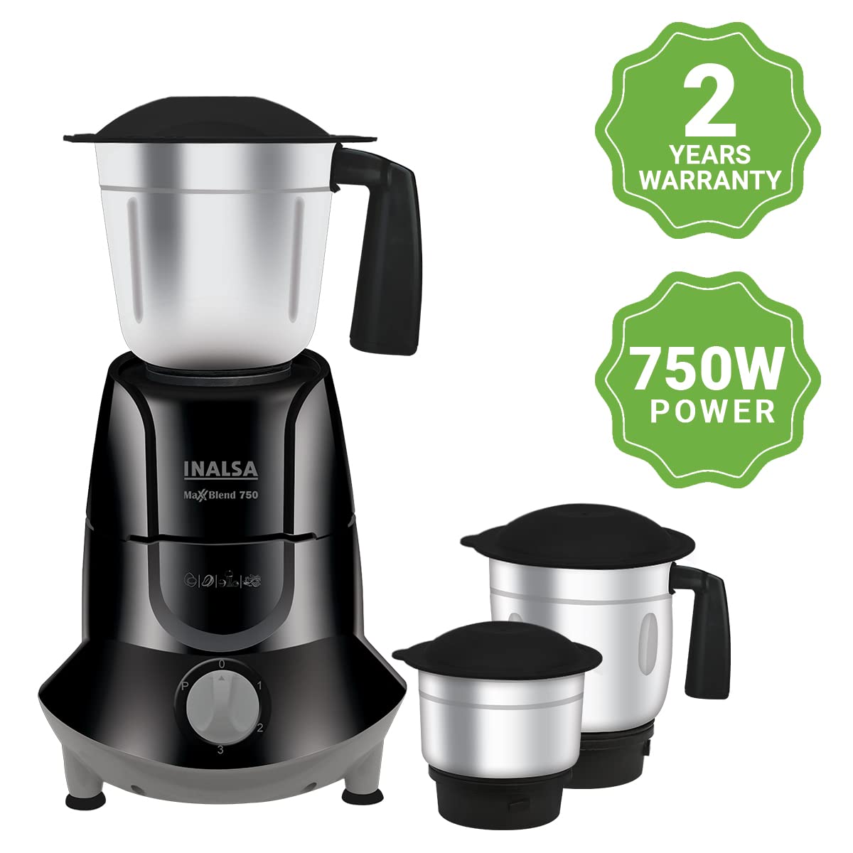 Inalsa MaxxBlend 750 W Mixer Grinder 3 Jars – Mahajan Electronics Online.