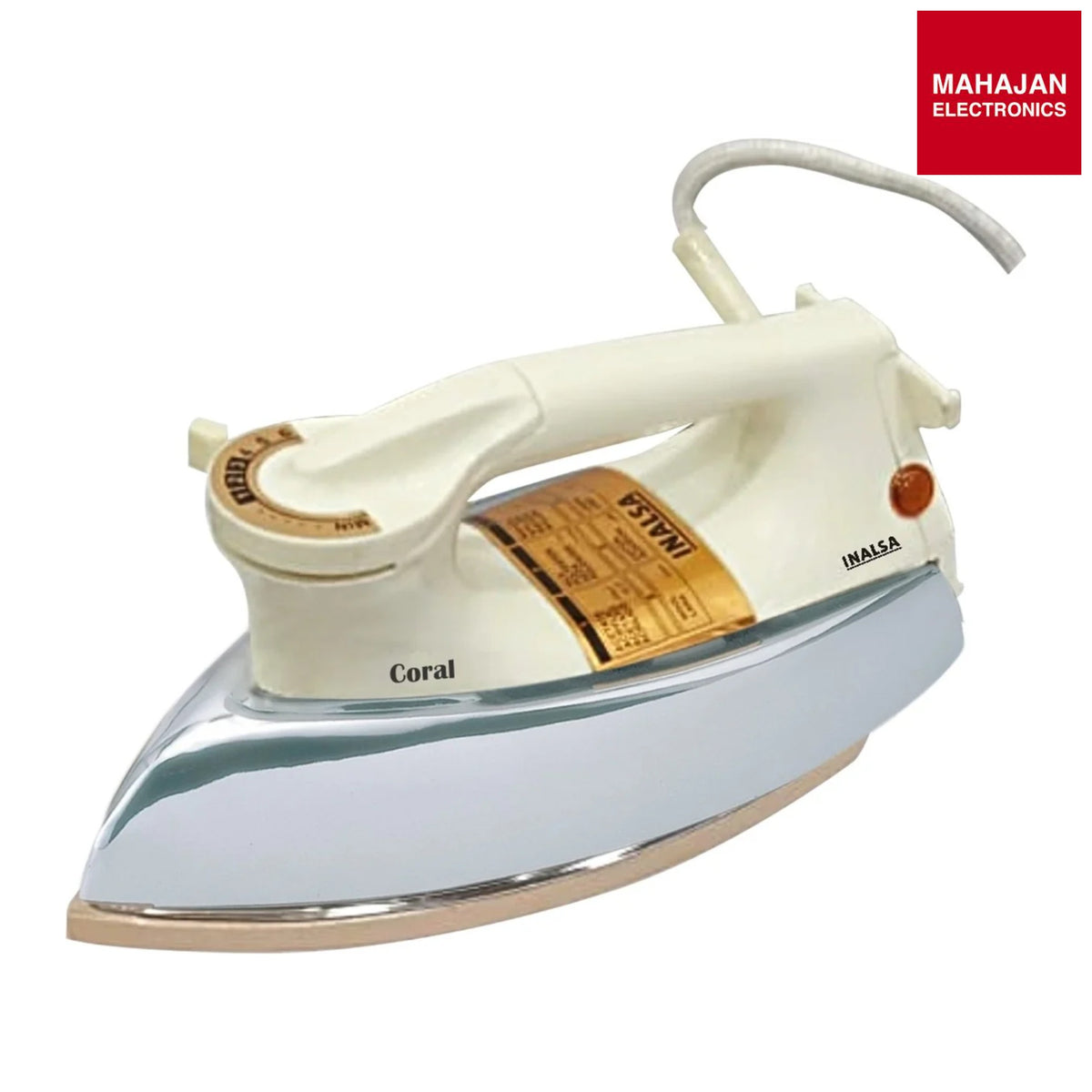 Inalsa Coral 1000W Dry Iron – Opal White-Online Mahajan Electronics