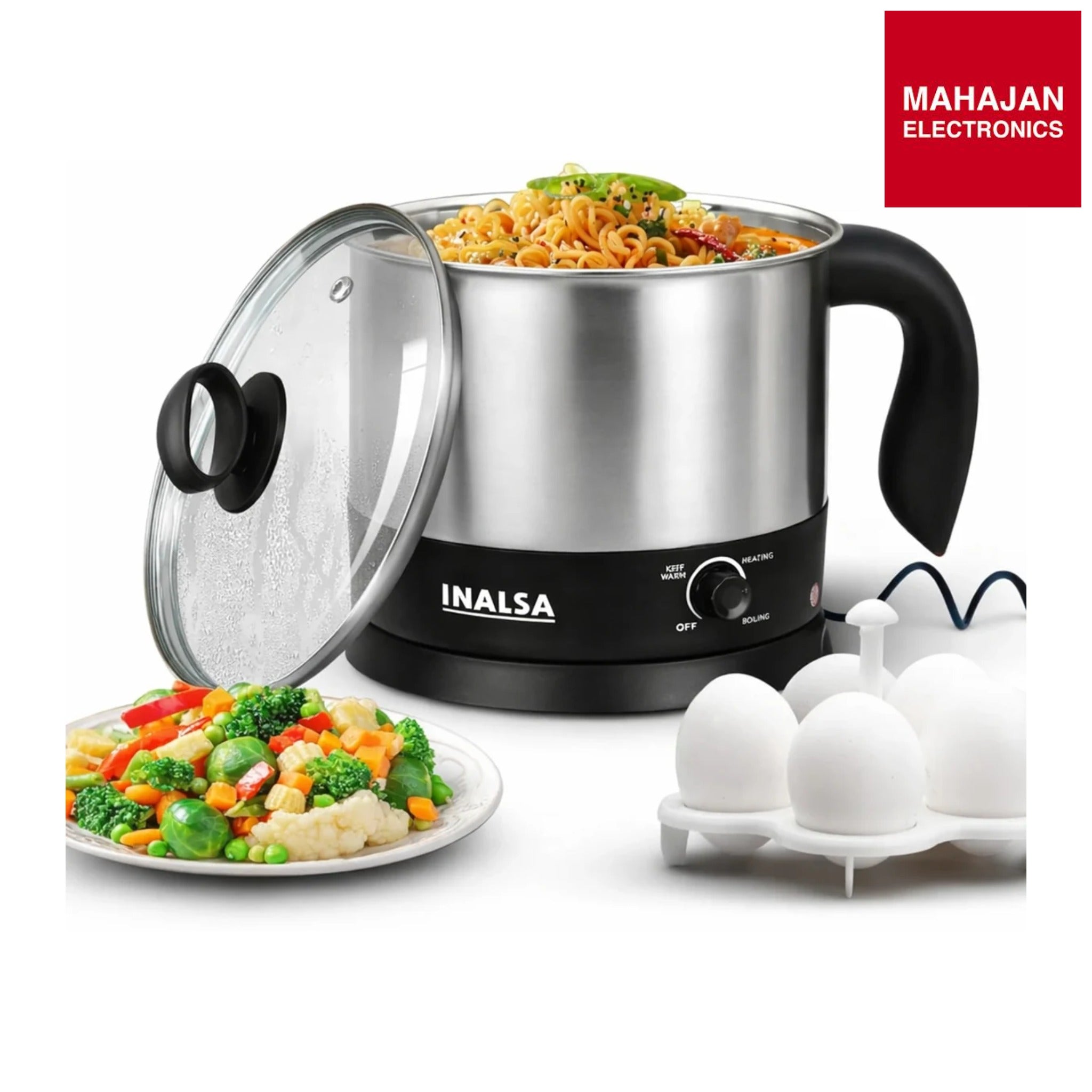 Inalsa Multi Cook Nu Multi Purpose Cooker for Soup Maggi Pasta Noodles Eggs Meals Electric Kettle (1.5 L)-Online Mahajan Electronics