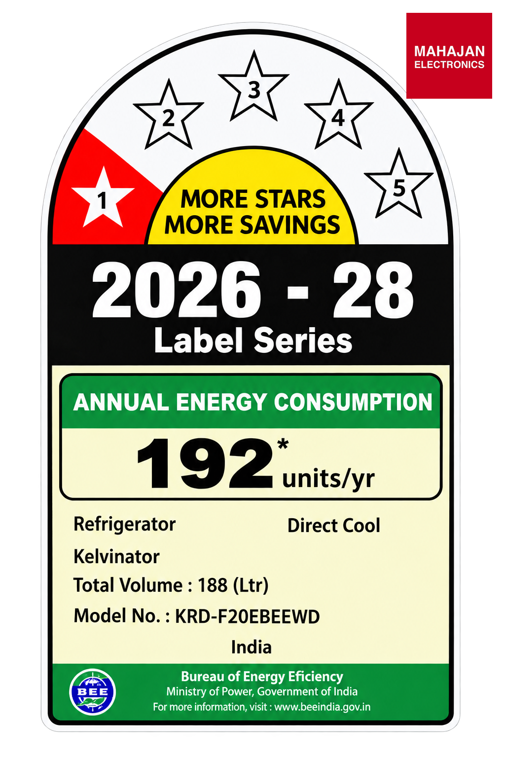 Kelvinator KRD-F200EBEEWD 188 L 1 Star Single Door Direct Cool Refrigerator with 90 Mins Fast Freezing Technology Allyna Wine – Mahajan Electronics Online.
