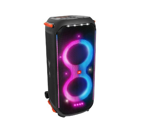 JBL PartyBox 710 Bluetooth Party Speaker with Dynamic Music Synced Flashing Club Pattern Lightshow, Pro Sound, Splashproof, PartyBox App Personalisation,Guitar and Mic Input(800 Watt RMS, Black) - Mahajan Electronics Online