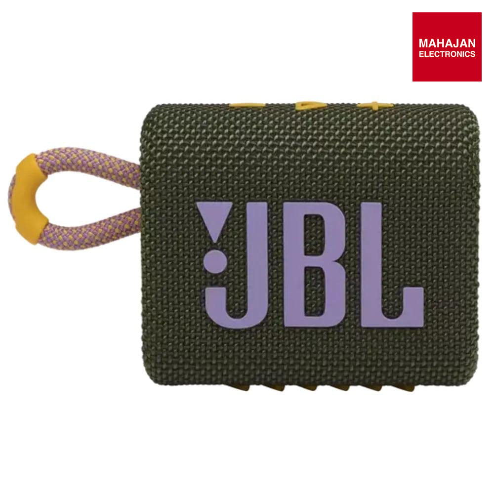 JBL Go 3, Wireless Ultra Portable Bluetooth Speaker, Pro Sound, Vibrant Colors with Rugged Fabric Design, Waterproof, Type C (Without Mic, Green) Jbl – Mahajan Electronics Online.